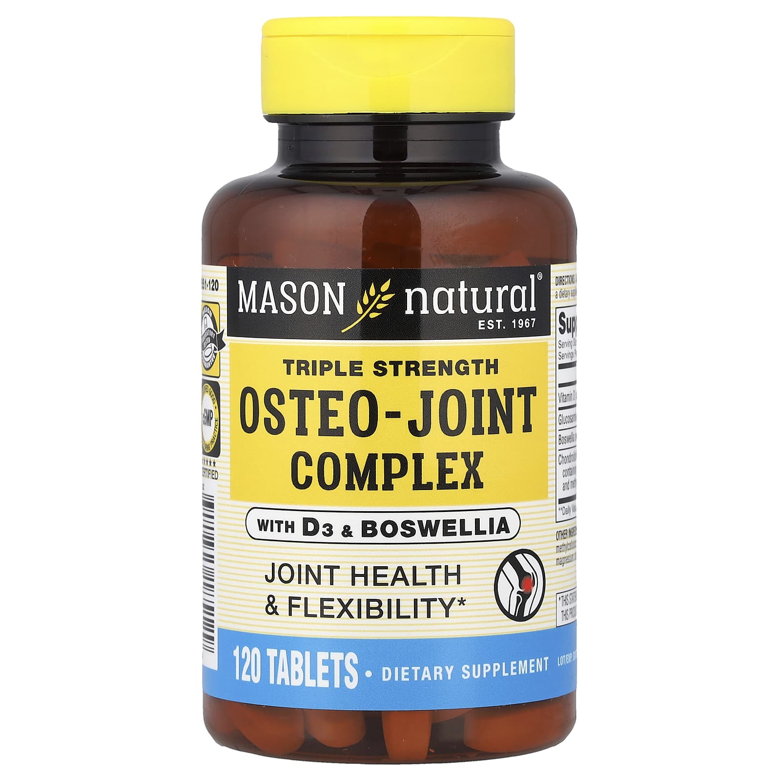 Mason Natural Osteo-Joint Complex with D3 & Boswellia, Triple Strength – 120 comprimés — Tunisie