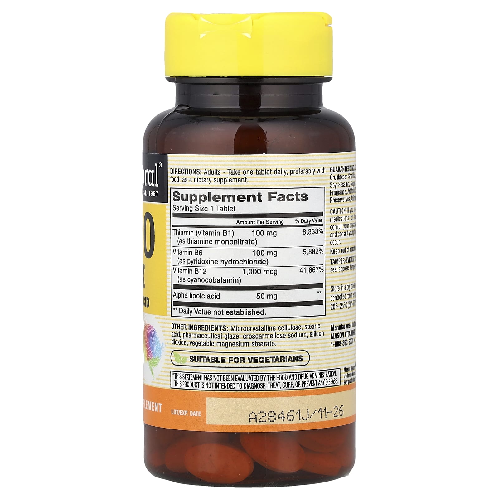 Mason Natural Neuro Complex with Alpha Lipoic Acid – 100 comprimés — photo 2 sur 2