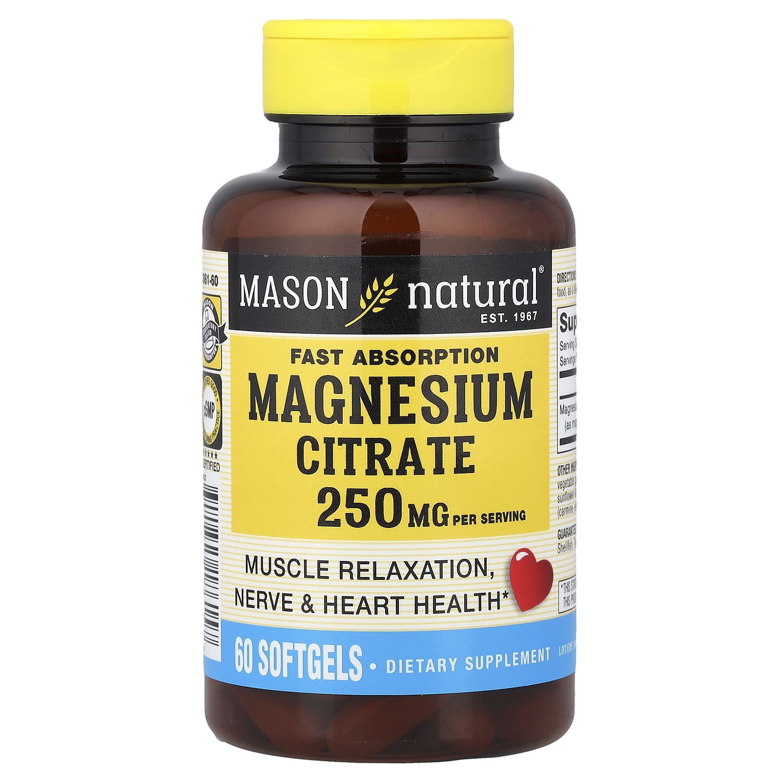 Mason Natural Fast Absorption Magnesium Citrate – 60 capsules molles — Tunisie