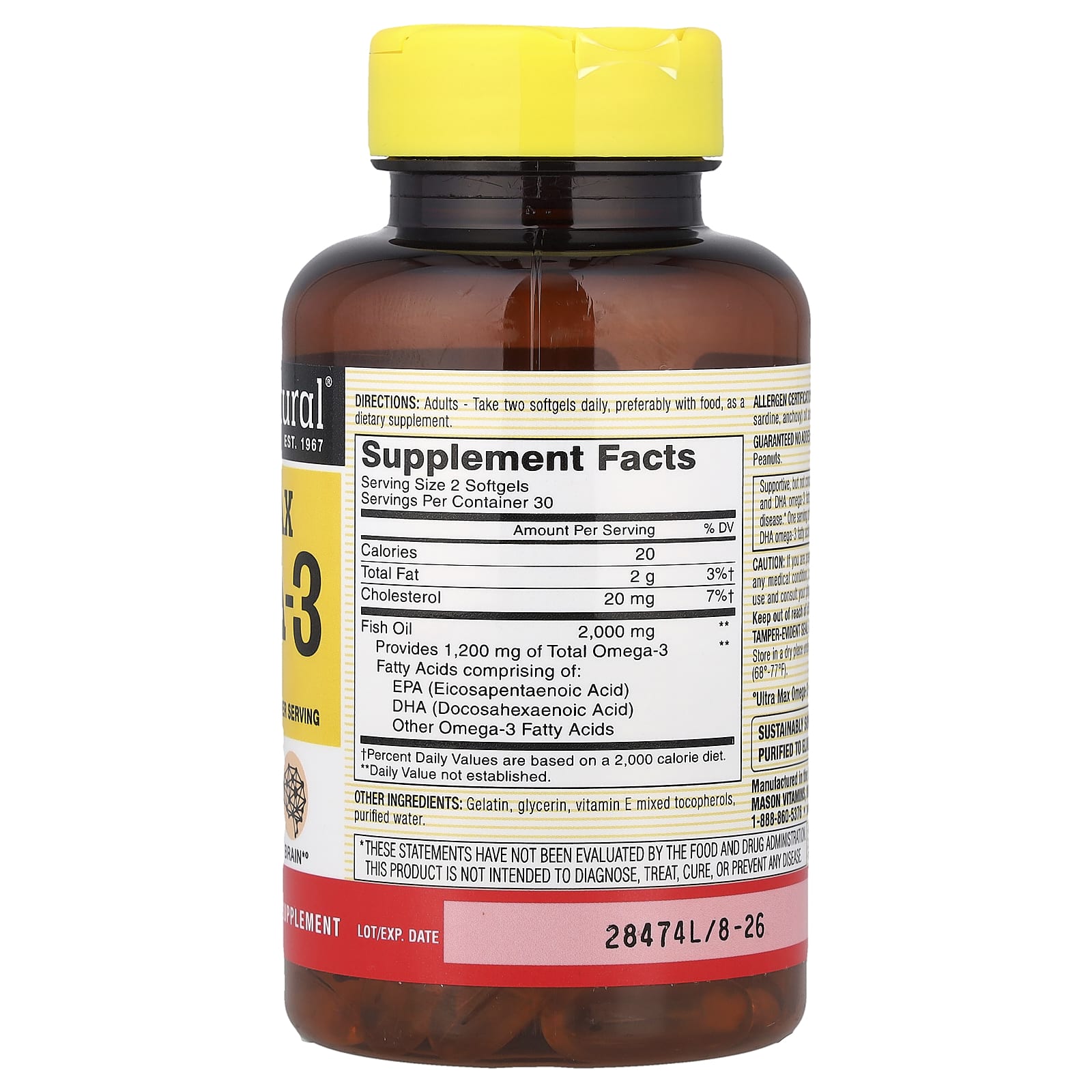 Mason Natural Ultra Max Omega-3 – 60 capsules molles — photo 2 sur 2