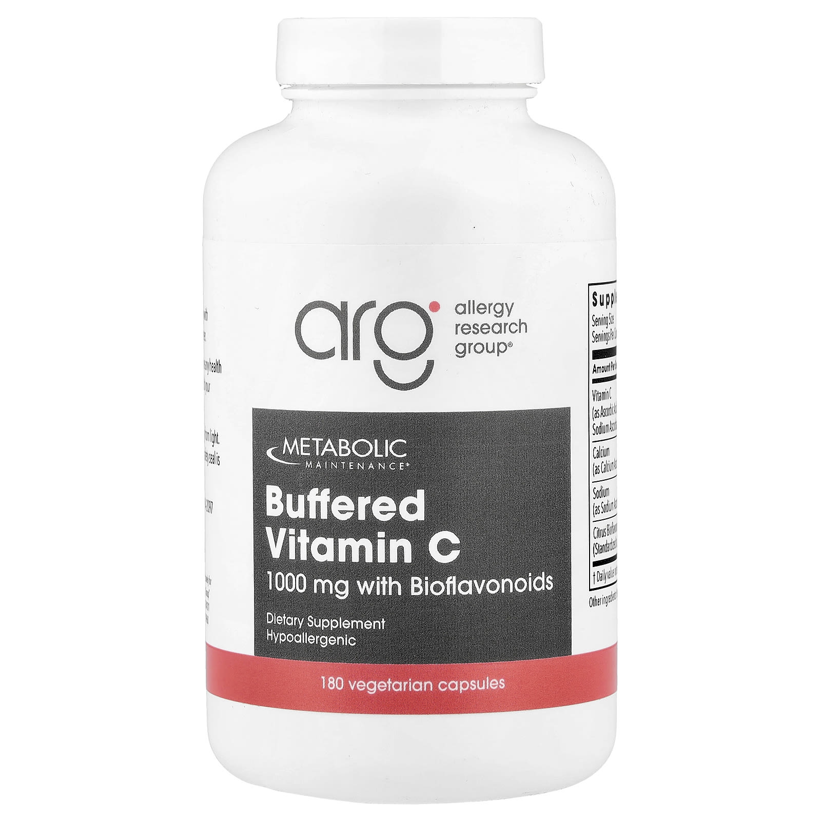 Metabolic Maintenance Buffered Vitamin C With Bioflavonoids – 180 gélules végétales — Tunisie