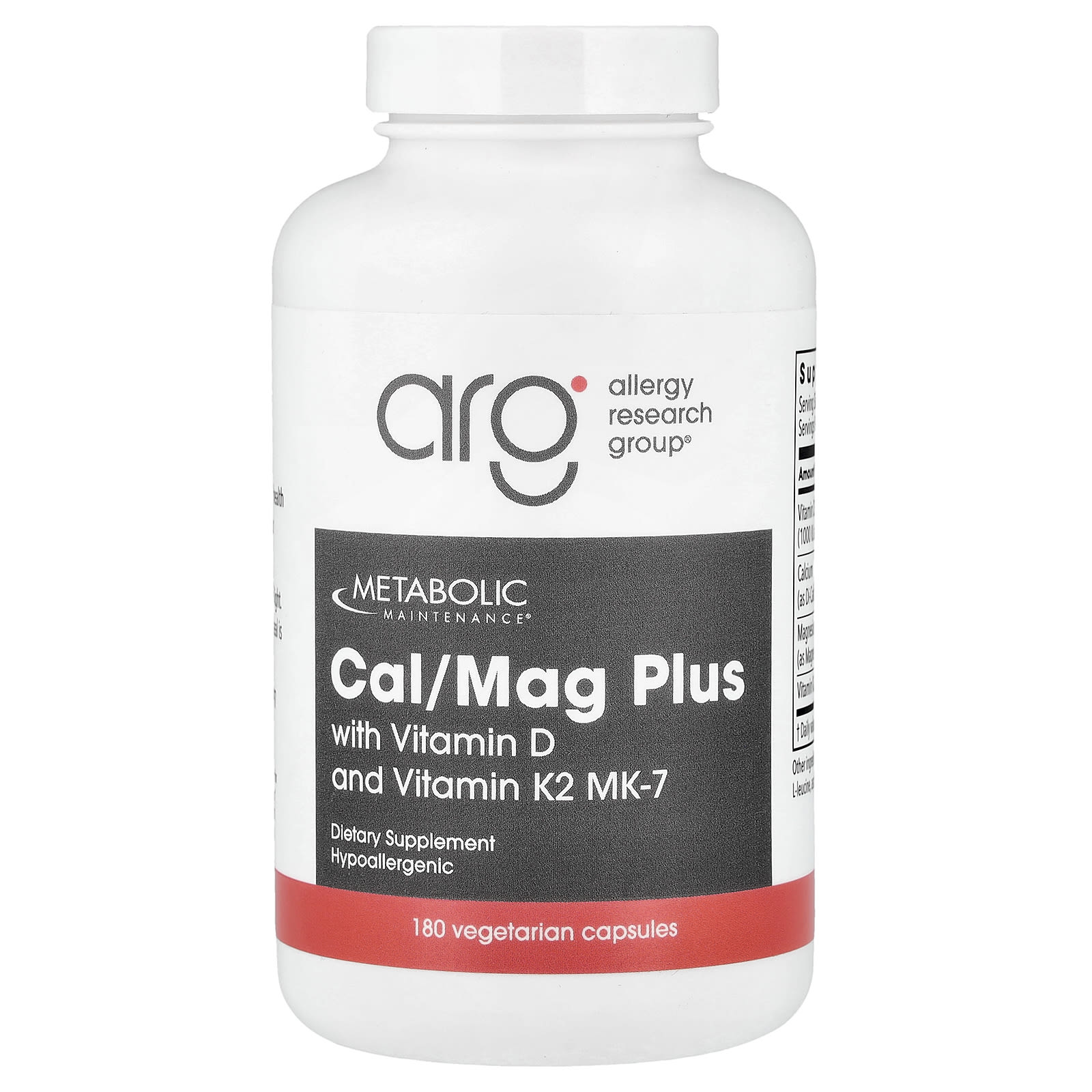Metabolic Maintenance Cal/Mag Plus with Vitamin D and Vitamin K2 MK-7 – 180 gélules végétales — Tunisie
