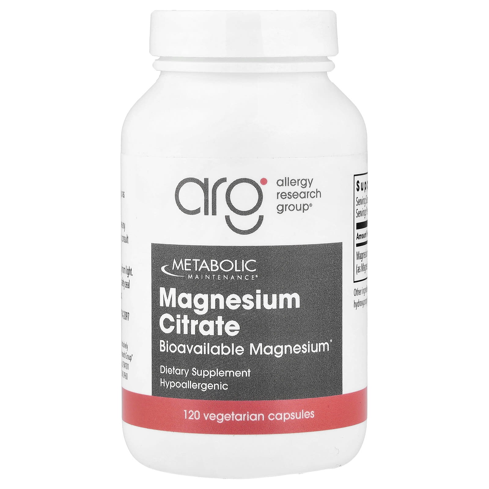 Metabolic Maintenance Magnesium Citrate – 120 gélules végétales — Tunisie