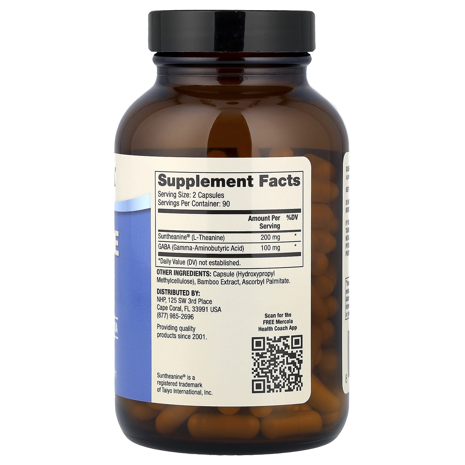 Dr. Mercola L-Theanine Plus GABA – 180 gélules — photo 2 sur 2