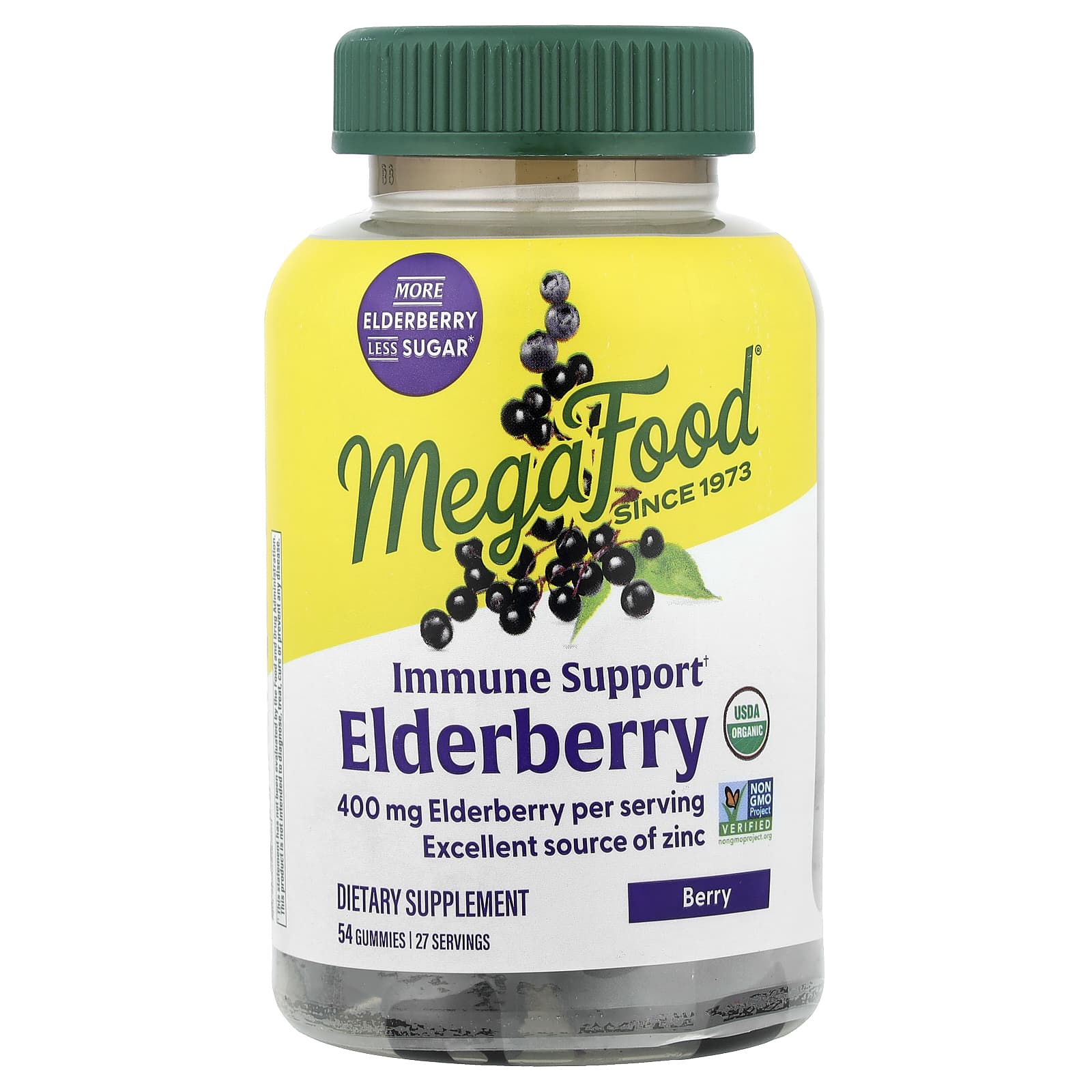 MegaFood Elderberry Gummies, Berry – Elderberry Gummies – 54 gommes — Tunisie