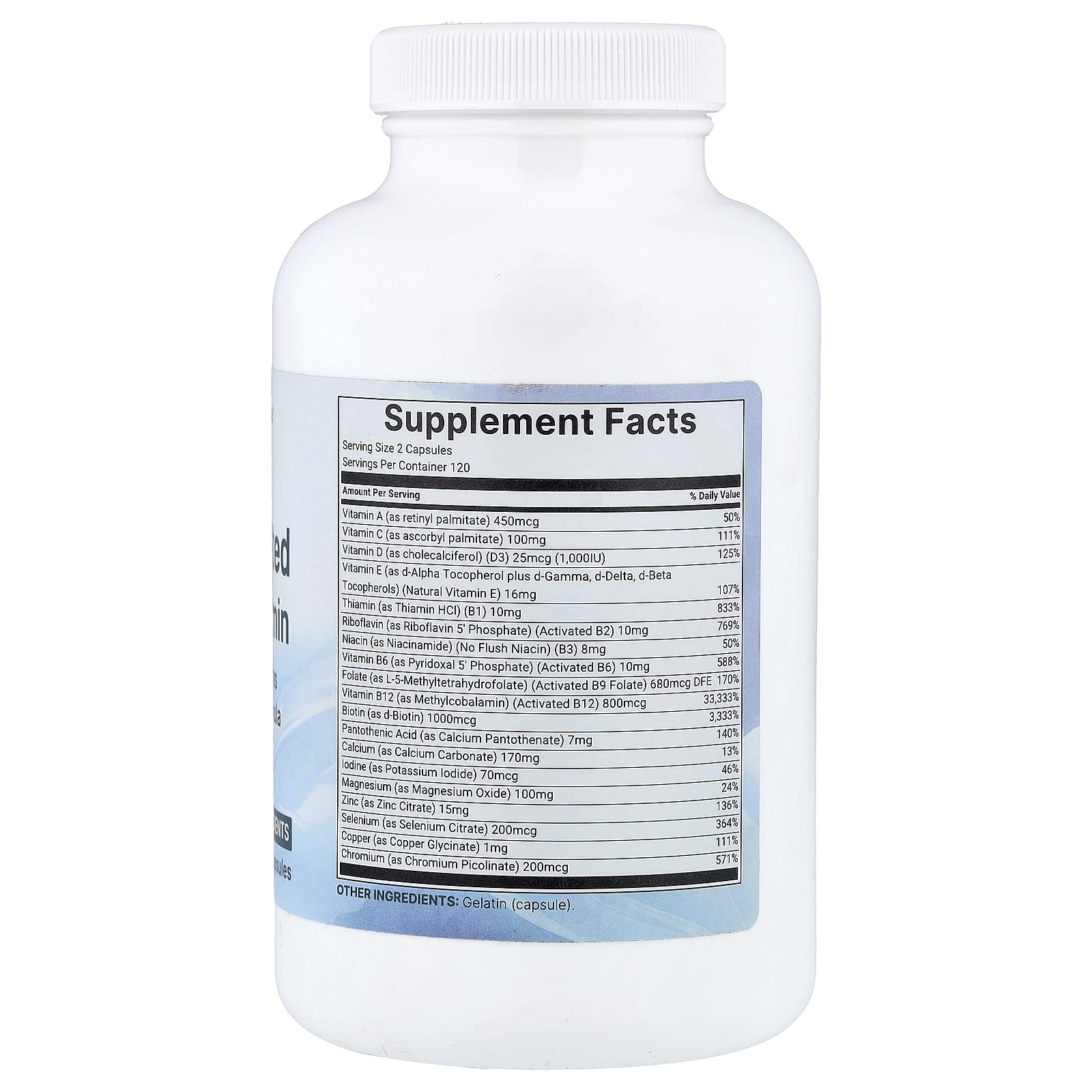 Micro Ingredients Pure Methylated Multivitamin – 240 gélules — photo 2 sur 2