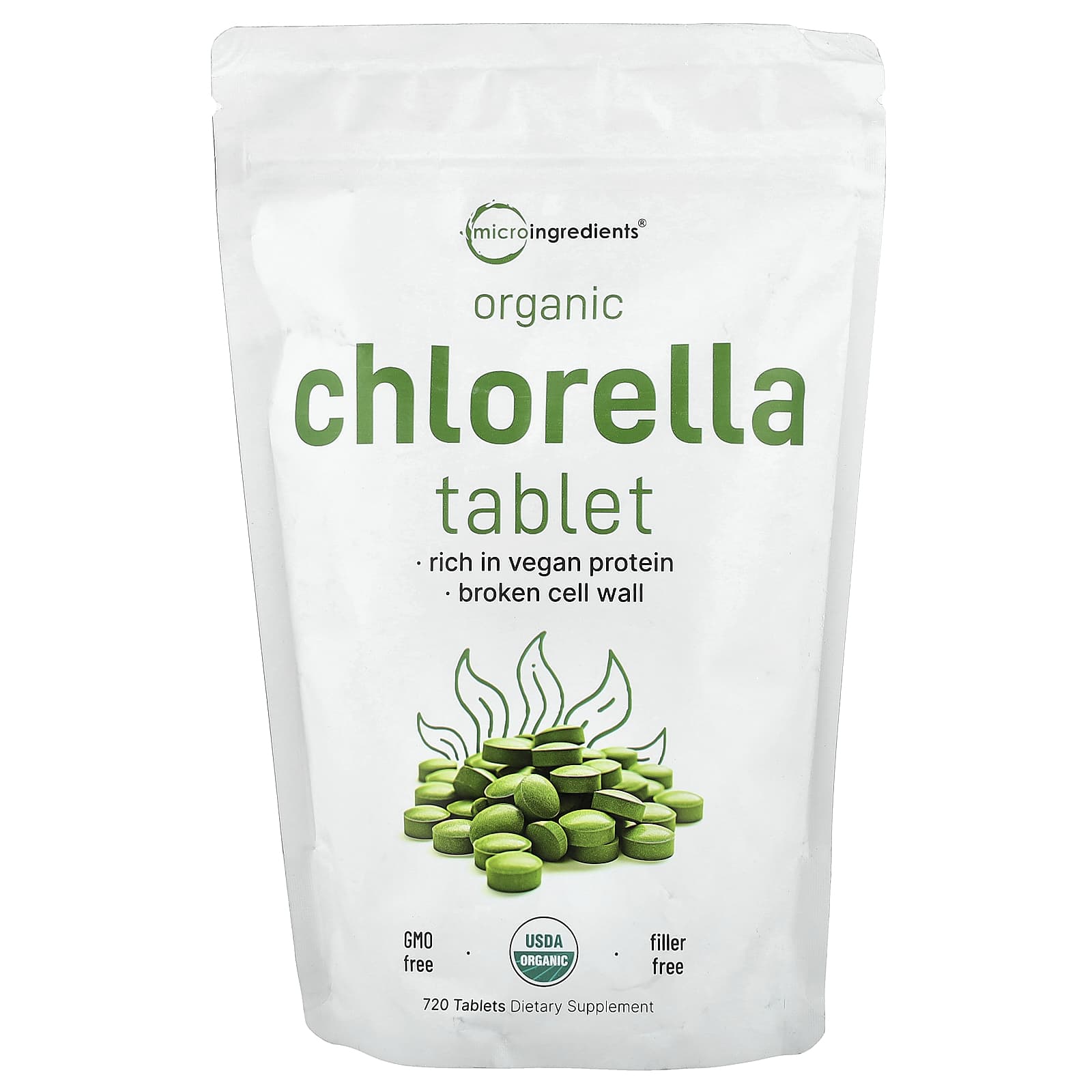 Micro Ingredients Organic Chlorella Tablet – 720 comprimés — Tunisie