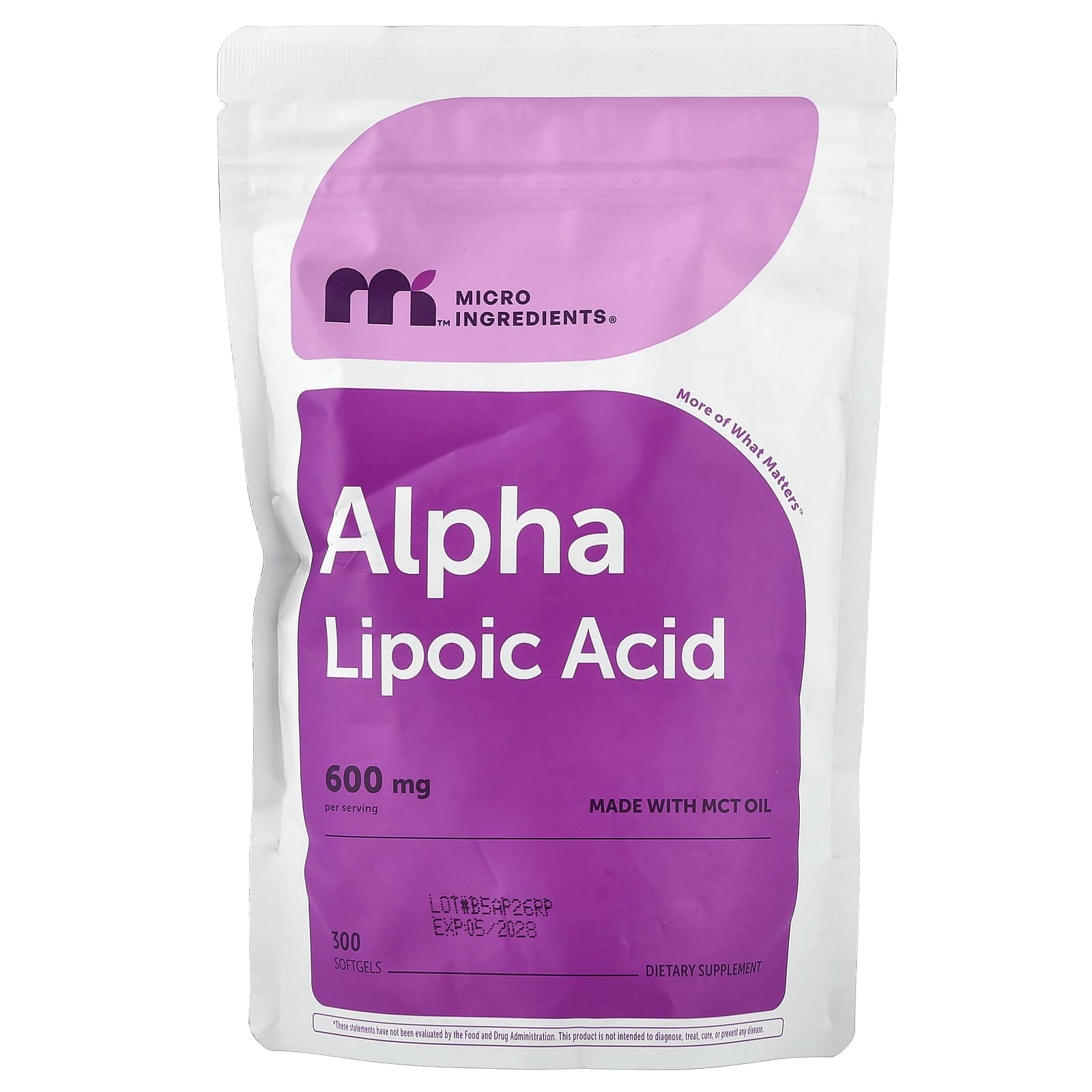 Micro Ingredients Alpha Lipoic Acid – 300 capsules molles — Tunisie