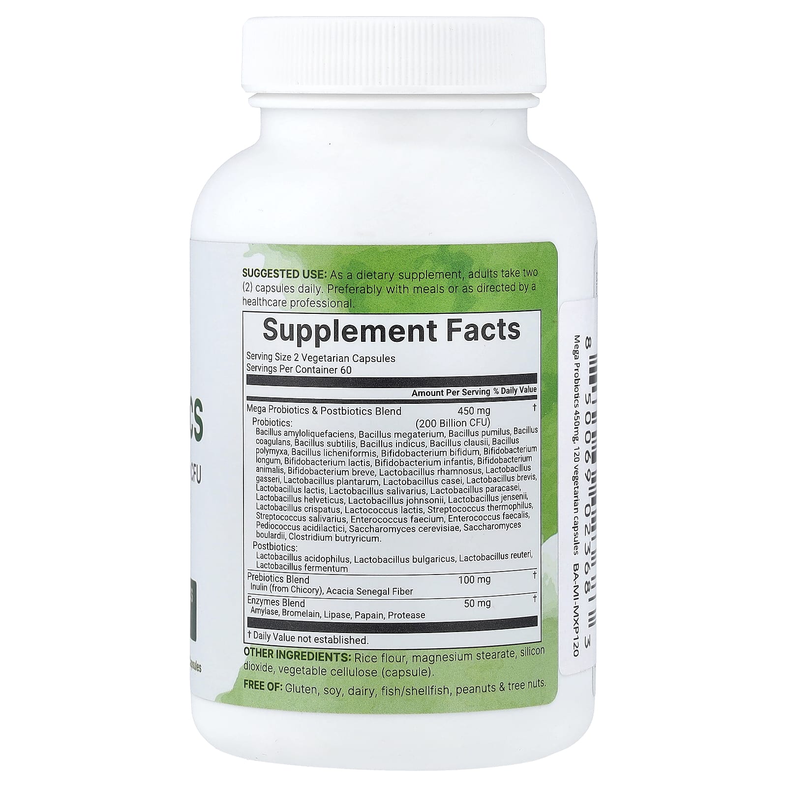 Micro Ingredients Mega Probiotics, 120 Vegetarian Capsule — photo 2 sur 2