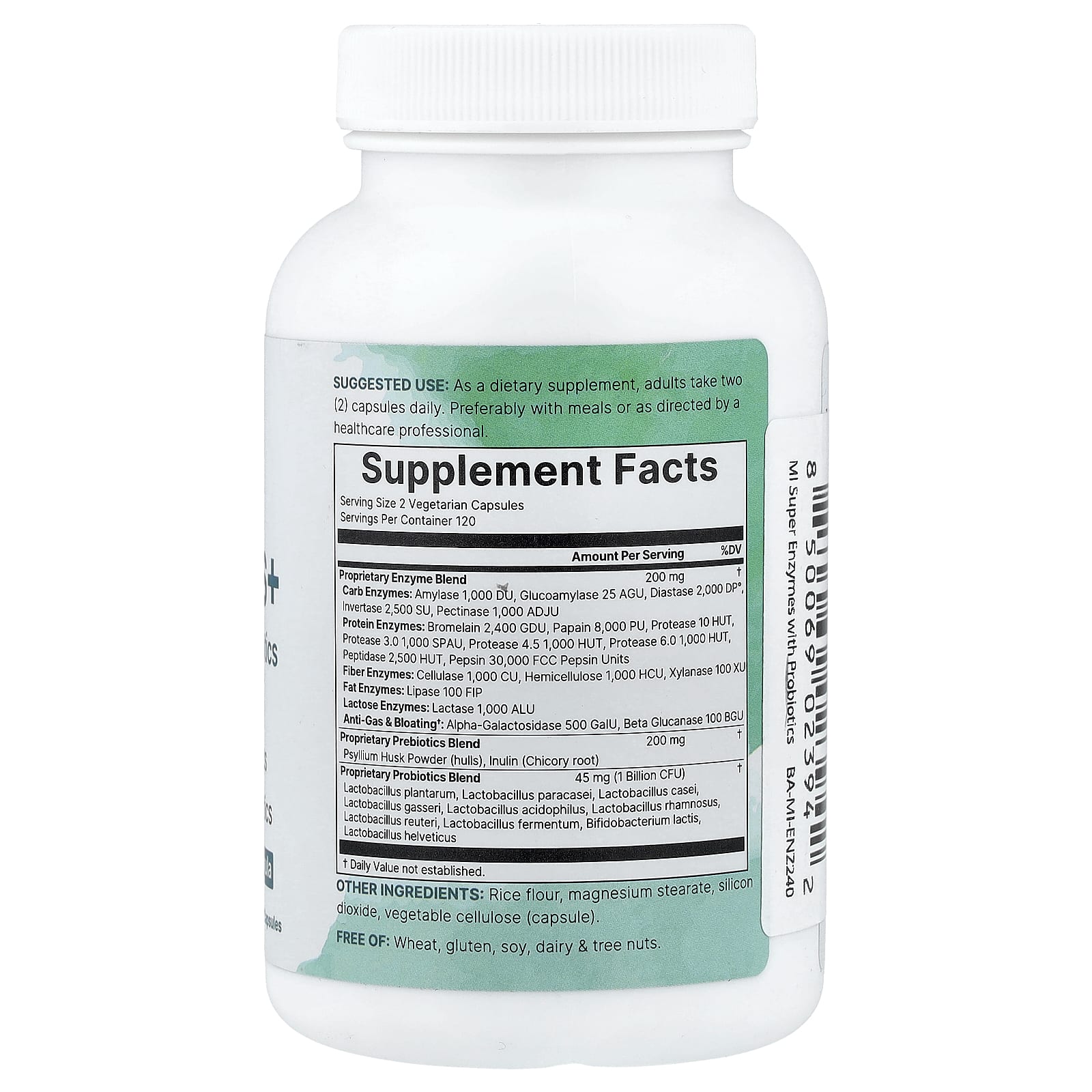 Micro Ingredients Super Enzymes+ – 240 gélules végétales — photo 2 sur 2