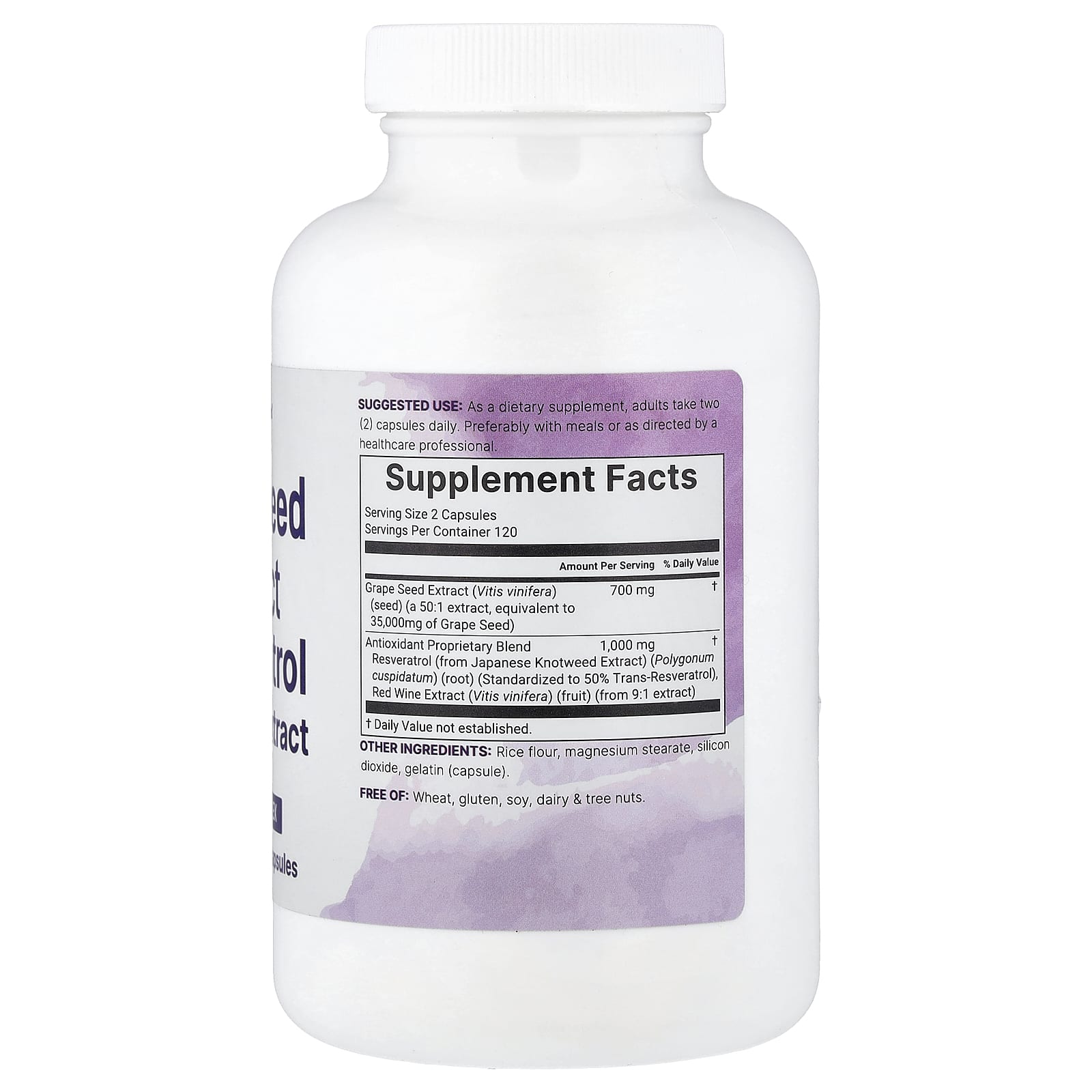 Micro Ingredients Grape Seed Extract Resveratrol Red Wine Extract – Grape Seed Extract Resveratrol Red Wine Extract – 240 gélules — photo 2 sur 2