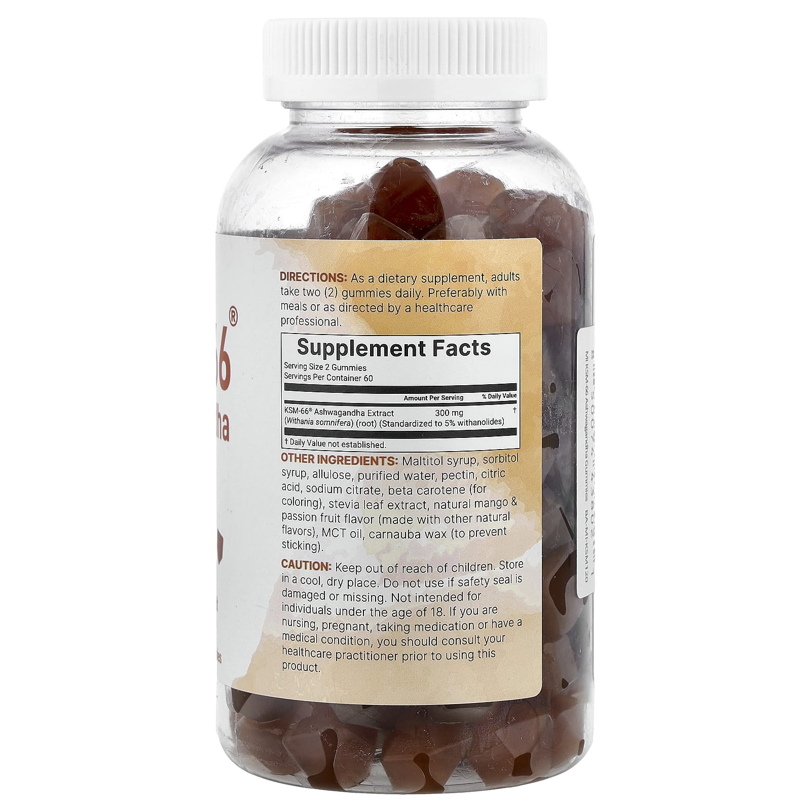 Micro Ingredients KSM-66 Ashwagandha Gummies – Mango Passion Fruit – 120 gommes — photo 2 sur 2