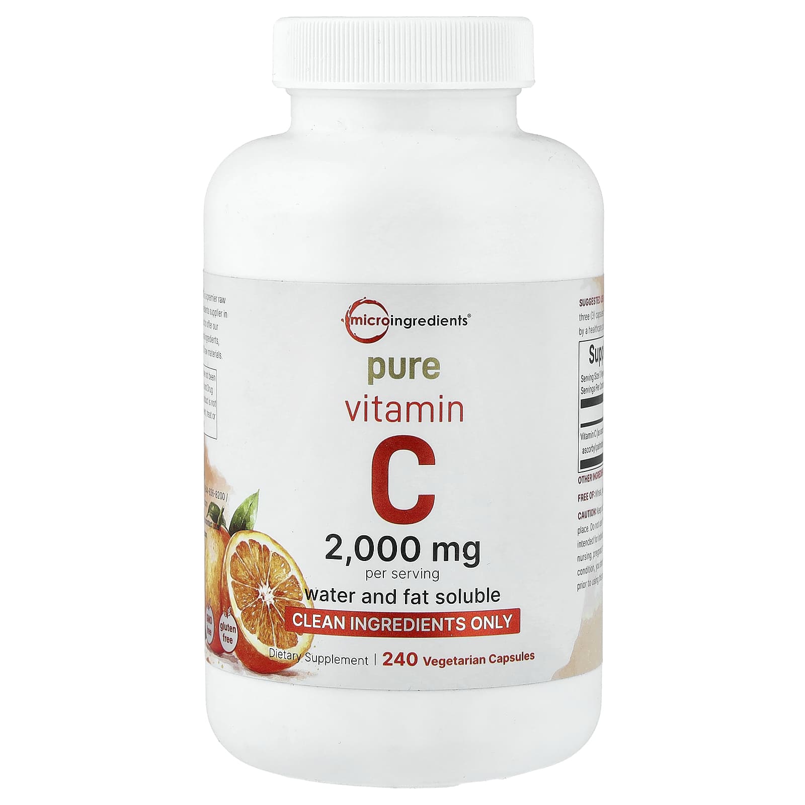 Micro Ingredients Pure Vitamin C – 240 gélules végétales — Tunisie