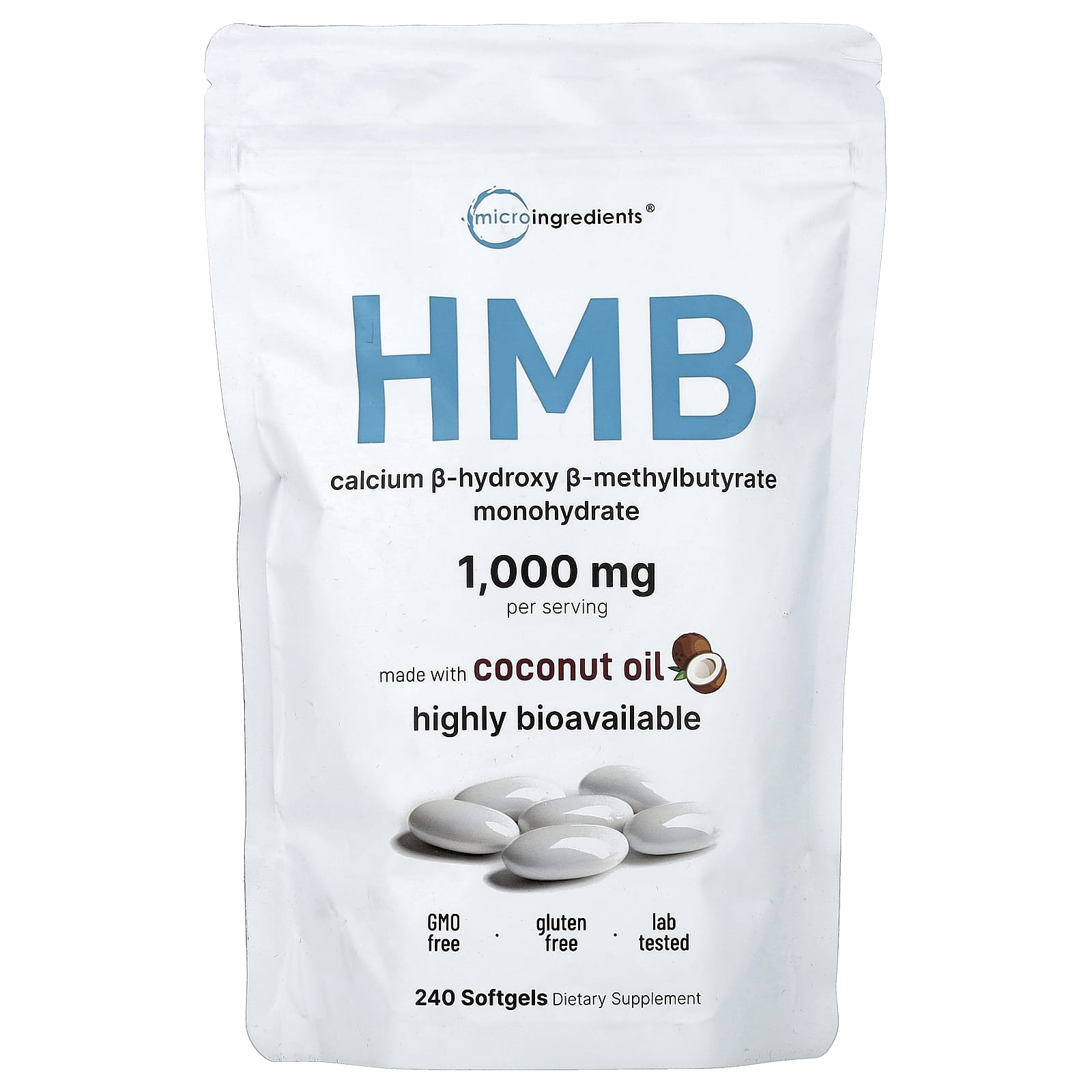 Micro Ingredients HMB – 240 capsules molles — Tunisie