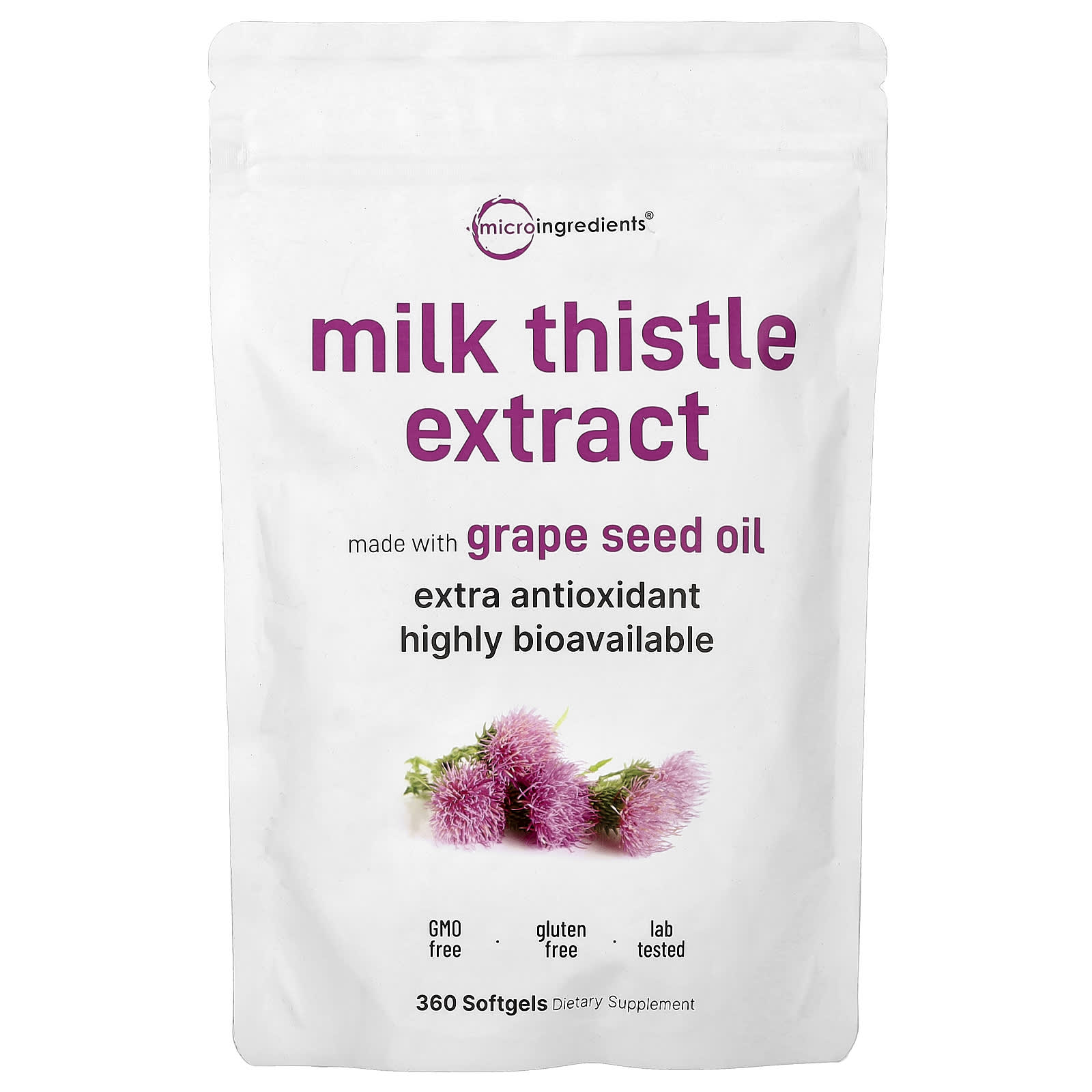 Micro Ingredients Milk Thistle Extract – 360 capsules molles — Tunisie