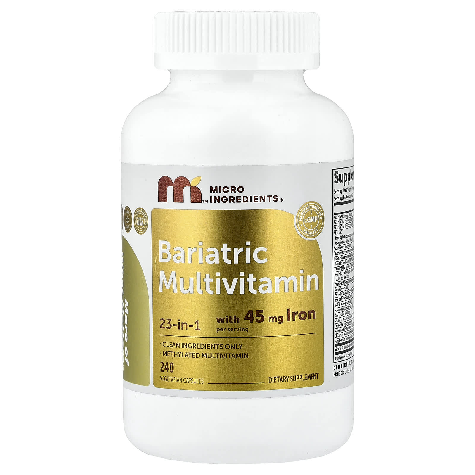 Micro Ingredients Bariatric Multivitamin – 240 gélules végétales — Tunisie