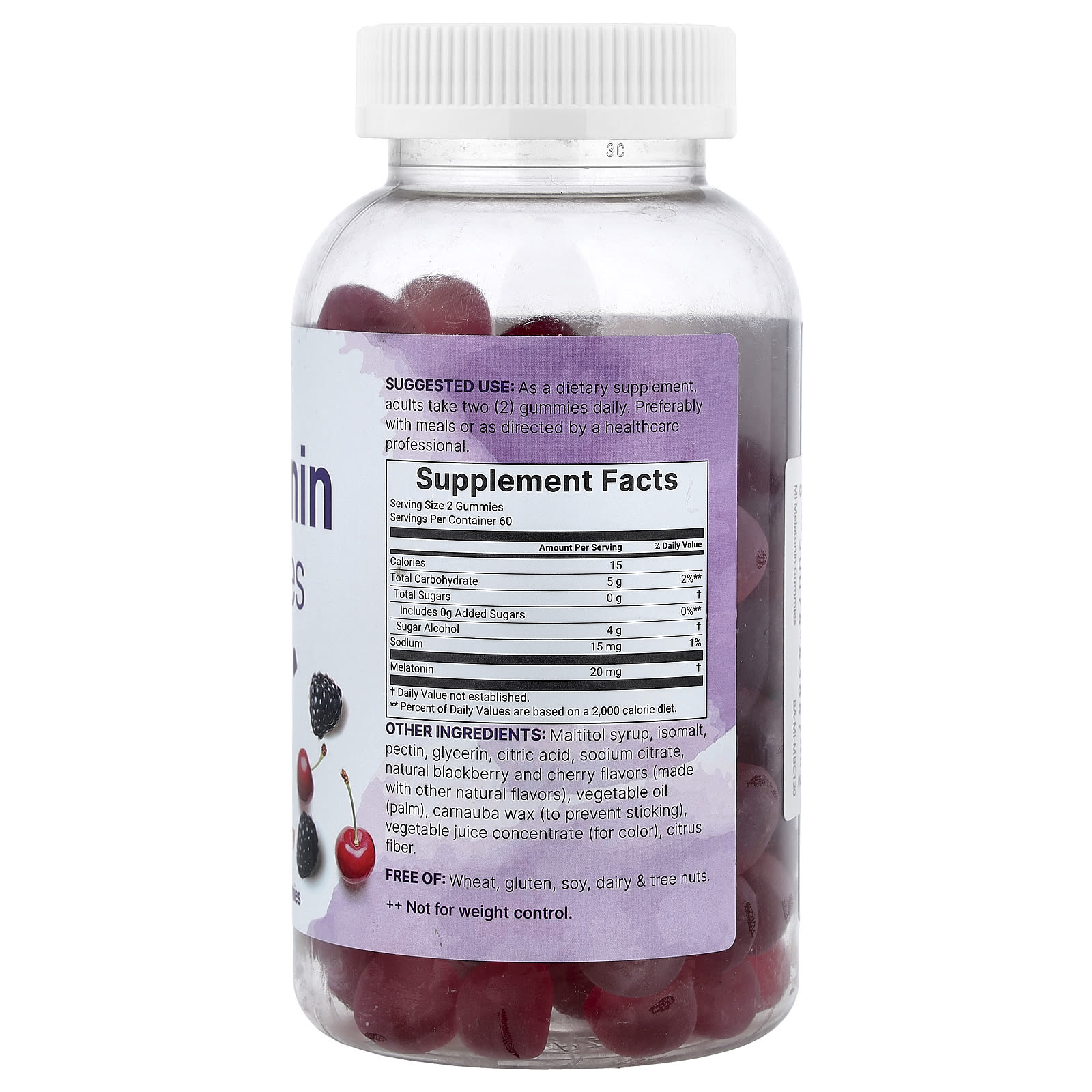 Micro Ingredients Melatonin Gummies – Blackberry Cherry – 120 gommes — photo 2 sur 2