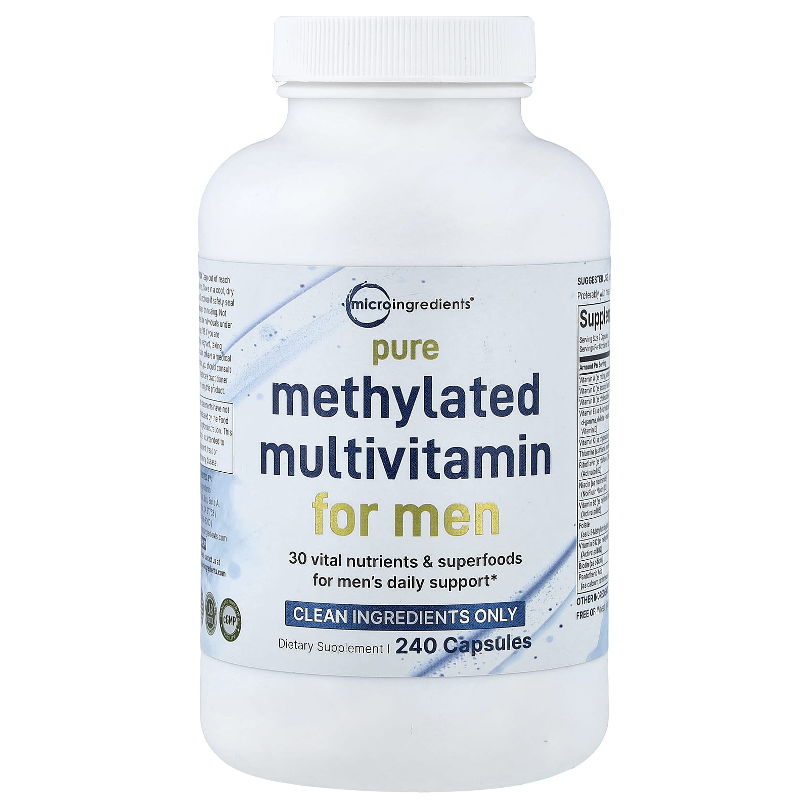 Micro Ingredients Pure Methylated Multivitamin for Men – 240 gélules — Tunisie