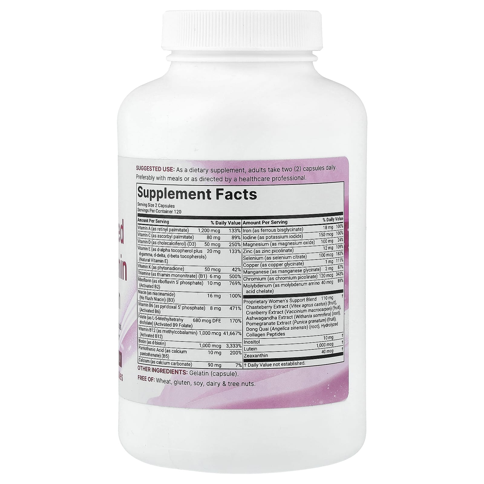 Micro Ingredients Pure Methylated Multivitamin For Women – 240 gélules — photo 2 sur 2