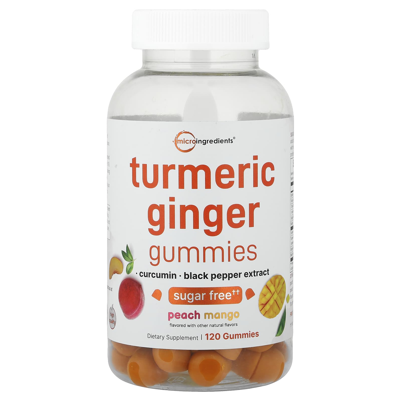 Micro Ingredients Turmeric Ginger Gummies – Peach Mango – 120 gommes — Tunisie
