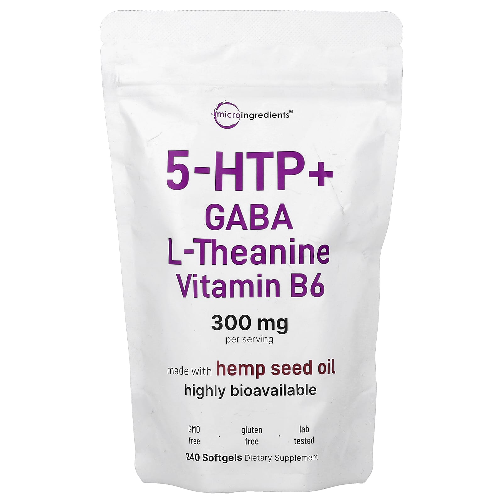 Micro Ingredients 5 HTP + Gaba, L-Theanine – 240 capsules molles — Tunisie