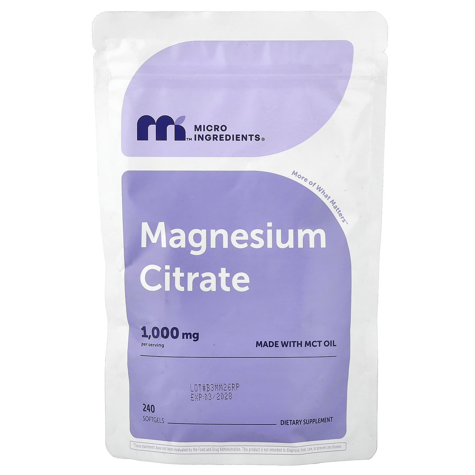 Micro Ingredients Magnesium Citrate – 240 capsules molles — Tunisie