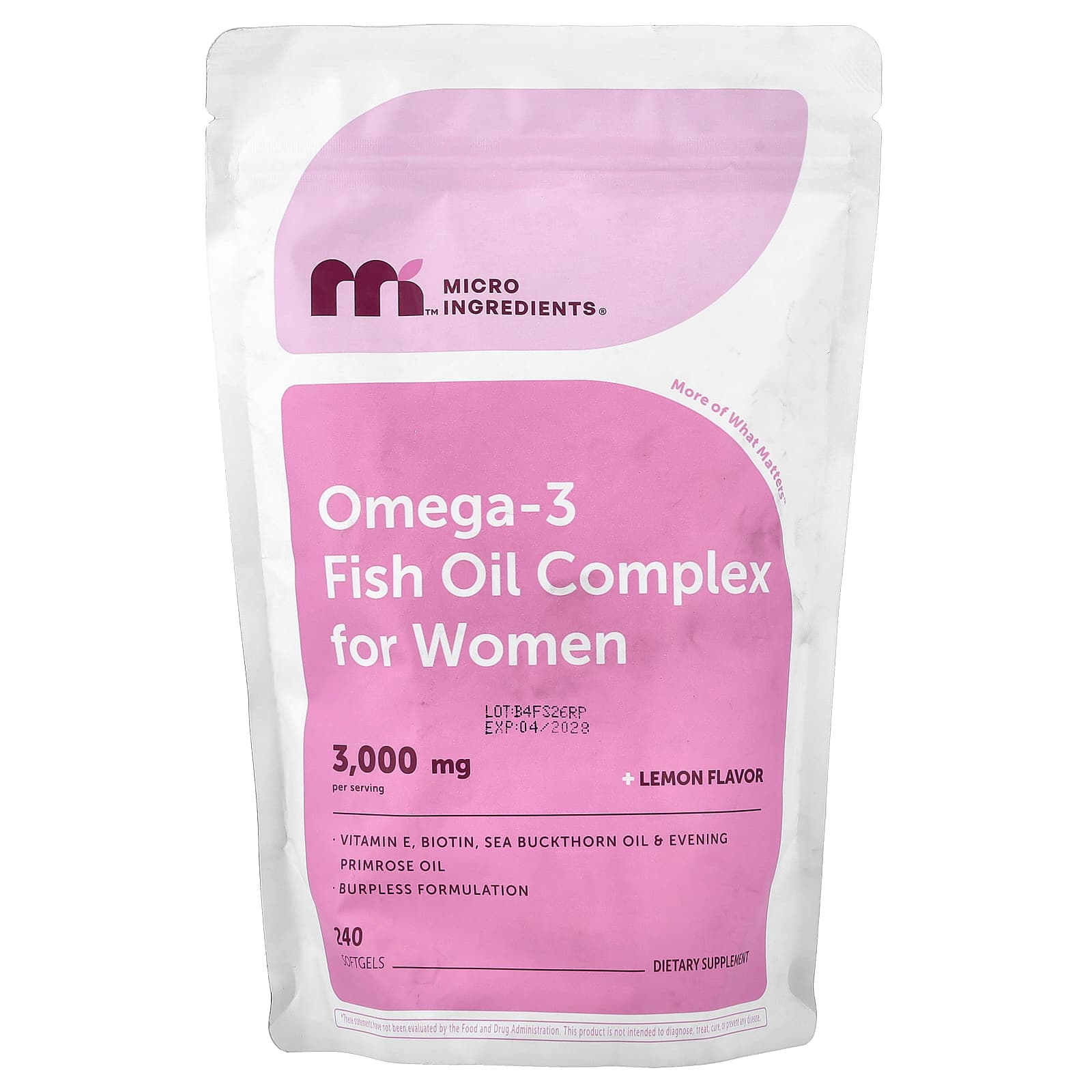 Micro Ingredients Omega-3 Fish Oil Complex for Women – Lemon – 240 capsules molles — Tunisie