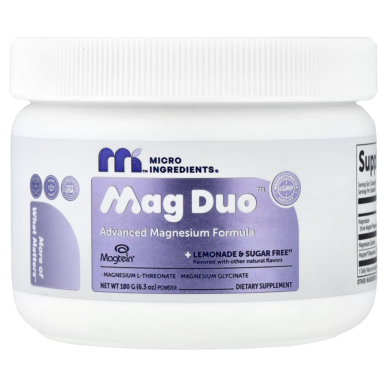 Micro Ingredients Mag Duo, Advanced Magnesium Formula – Lemonade – 180 g — Tunisie