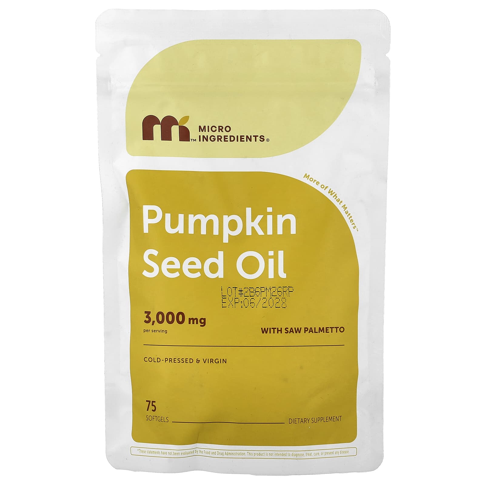 Micro Ingredients Pumpkin Seed Oil with Saw Palmetto – 75 capsules molles — Tunisie