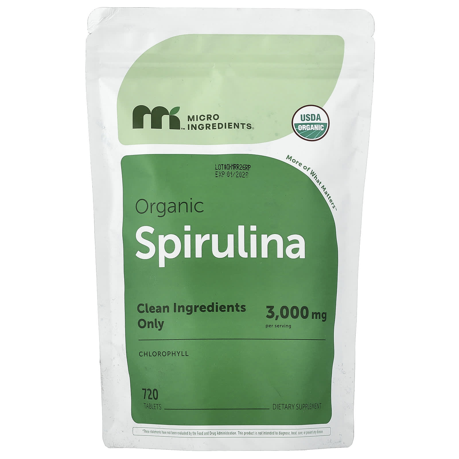 Micro Ingredients Organic Spirulina – 720 comprimés — Tunisie