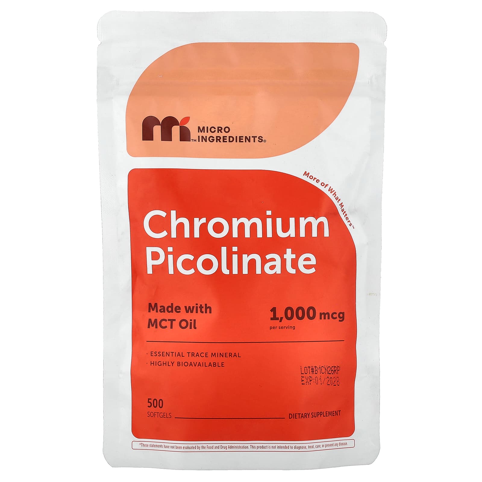 Micro Ingredients Chromium Picolinate – 500 capsules molles — Tunisie