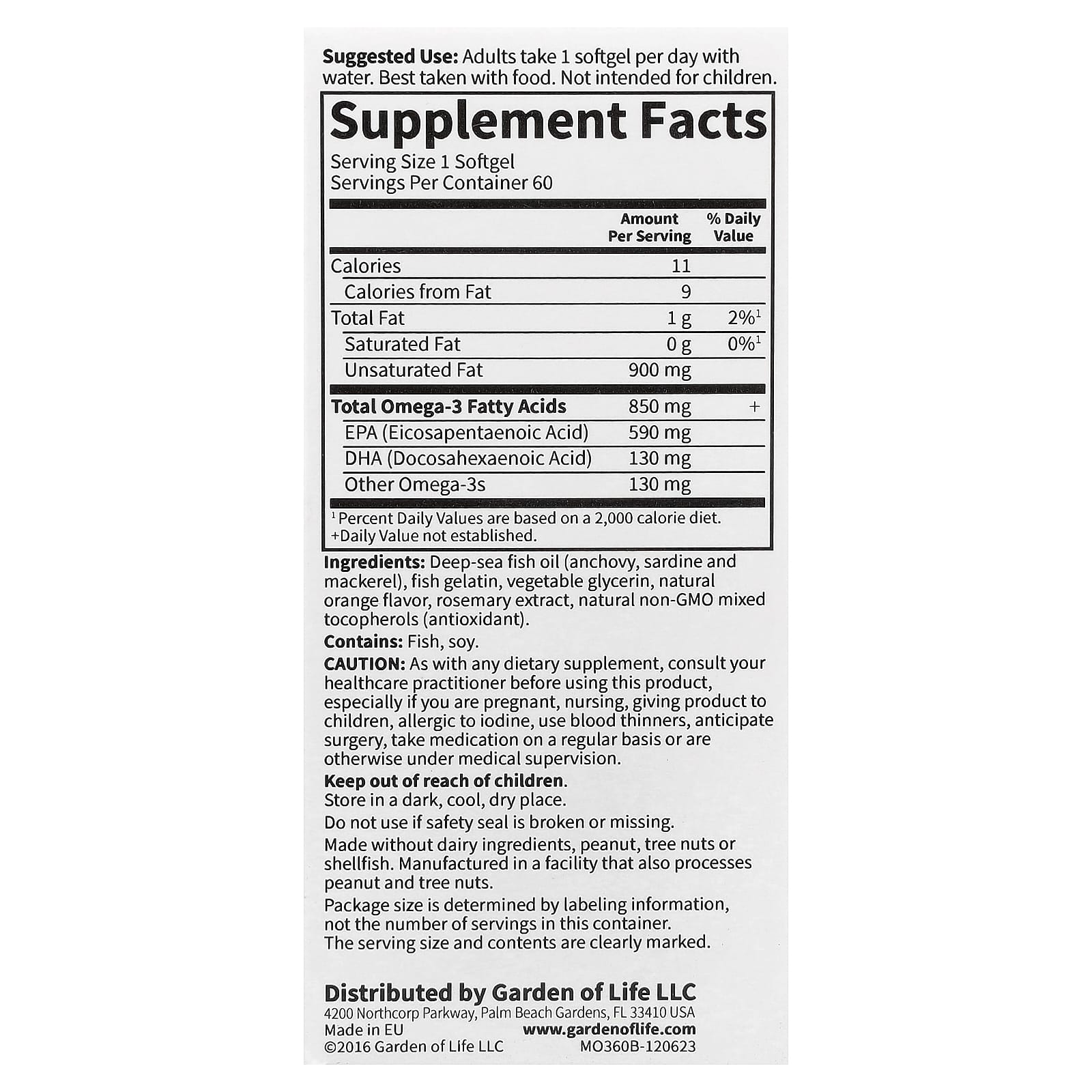 Minami Nutrition Garden of Life – Orange – Supercritical Omega-3 Fish Oil – 60 capsules molles — photo 2 sur 2