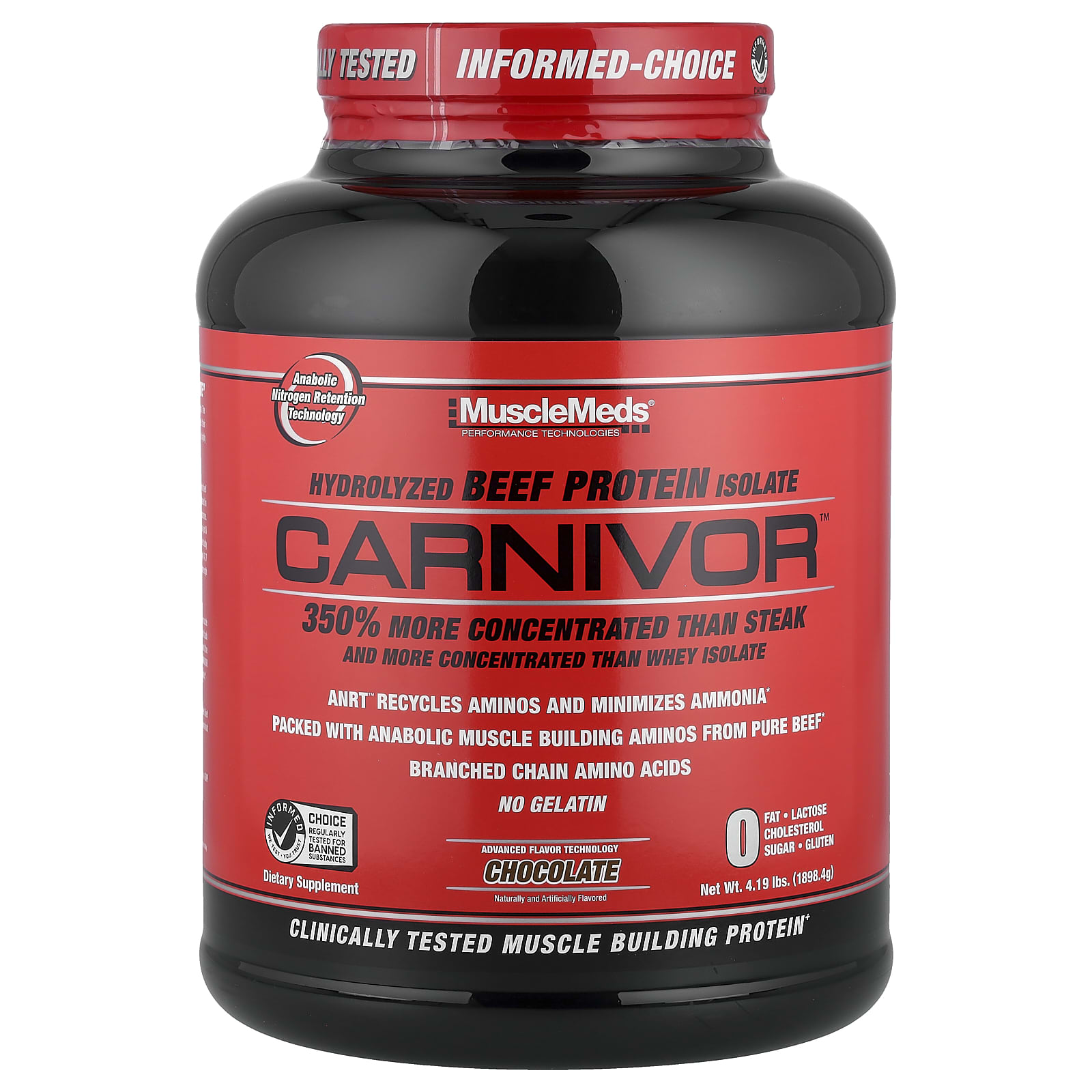 MuscleMeds Carnivor, Hydrolyzed Beef Protein Isolate – Chocolate – 1898,4 g — Tunisie