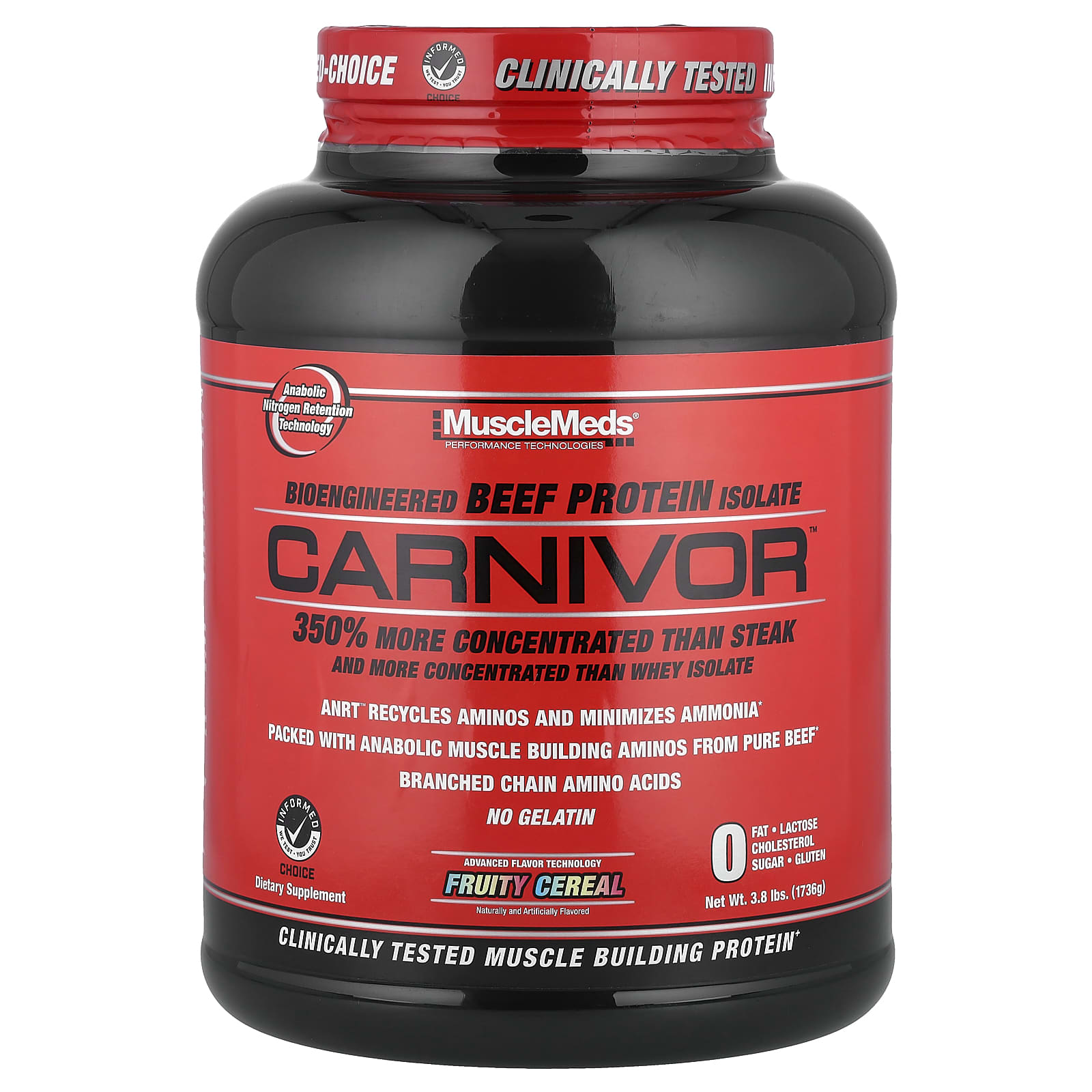 MuscleMeds Carnivor, Bioengineered Beef Protein Isolate – Fruity Cereal – 1736 g — Tunisie