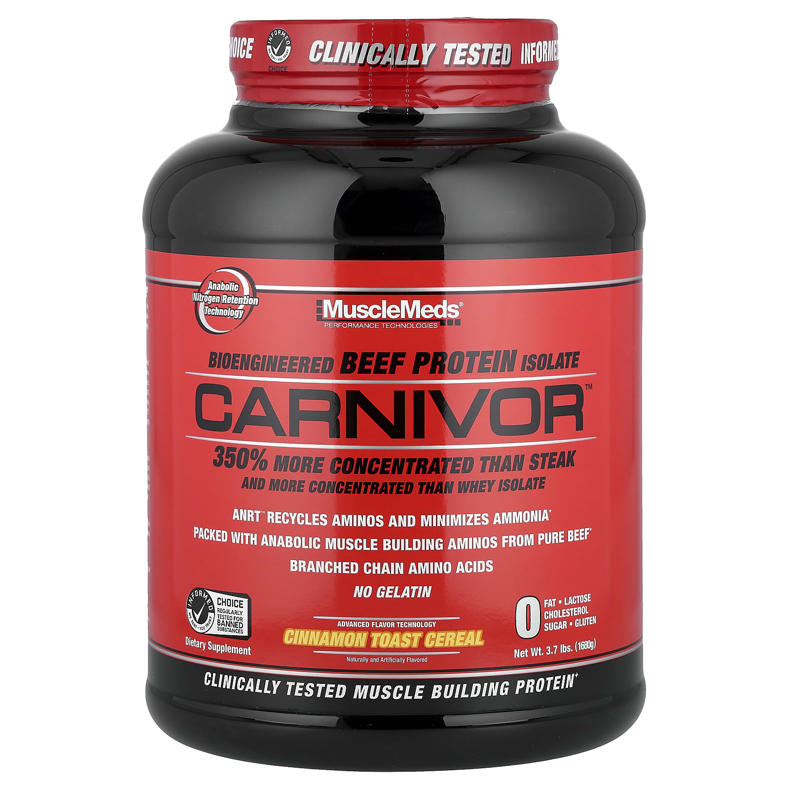 MuscleMeds Carnivor, Bioengineered Beef Protein Isolate – Cinnamon Toast Cereal – 1680 g — Tunisie