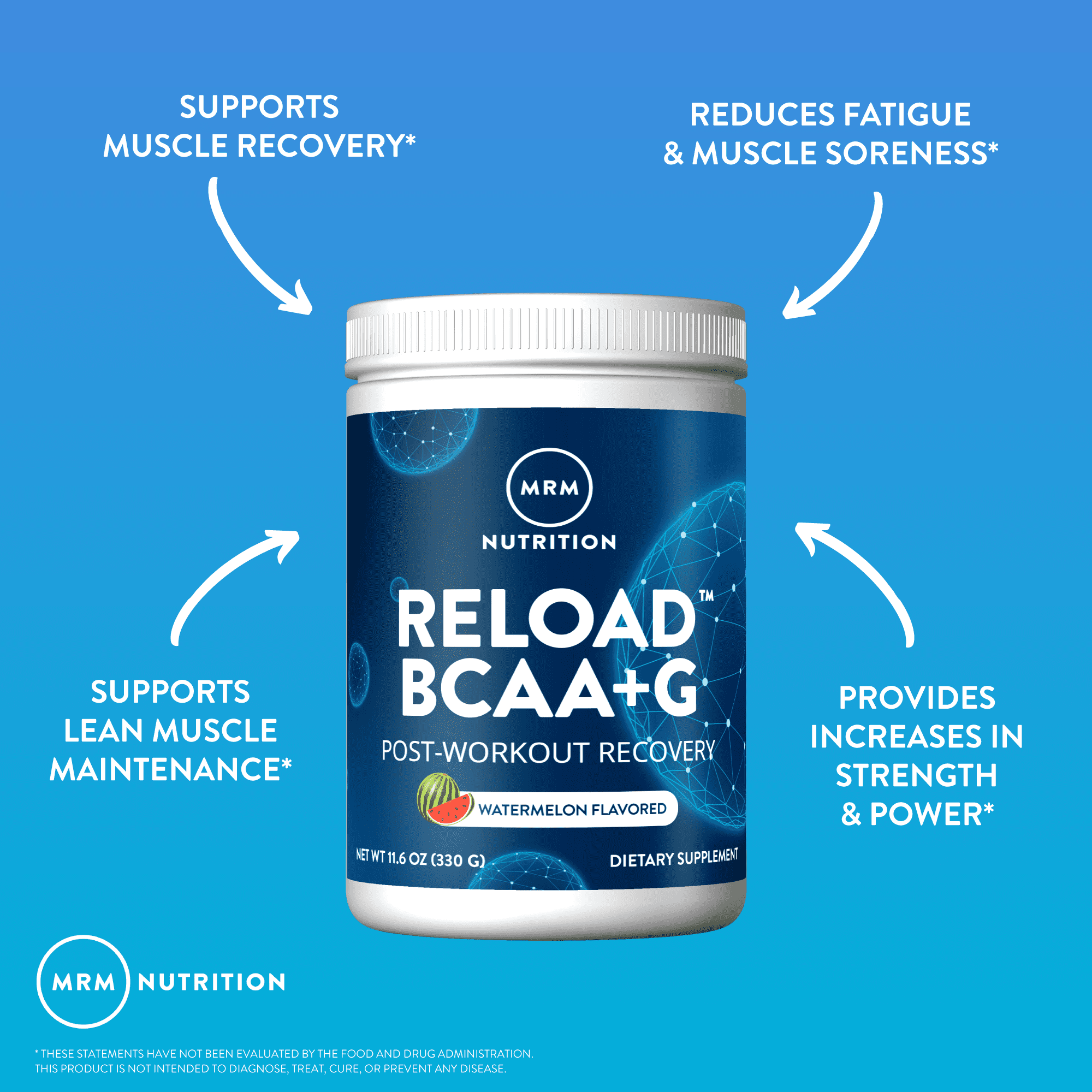 MRM Nutrition Reload BCAA+G, Post-Workout Recovery – Watermelon – 330 g — étiquette 4