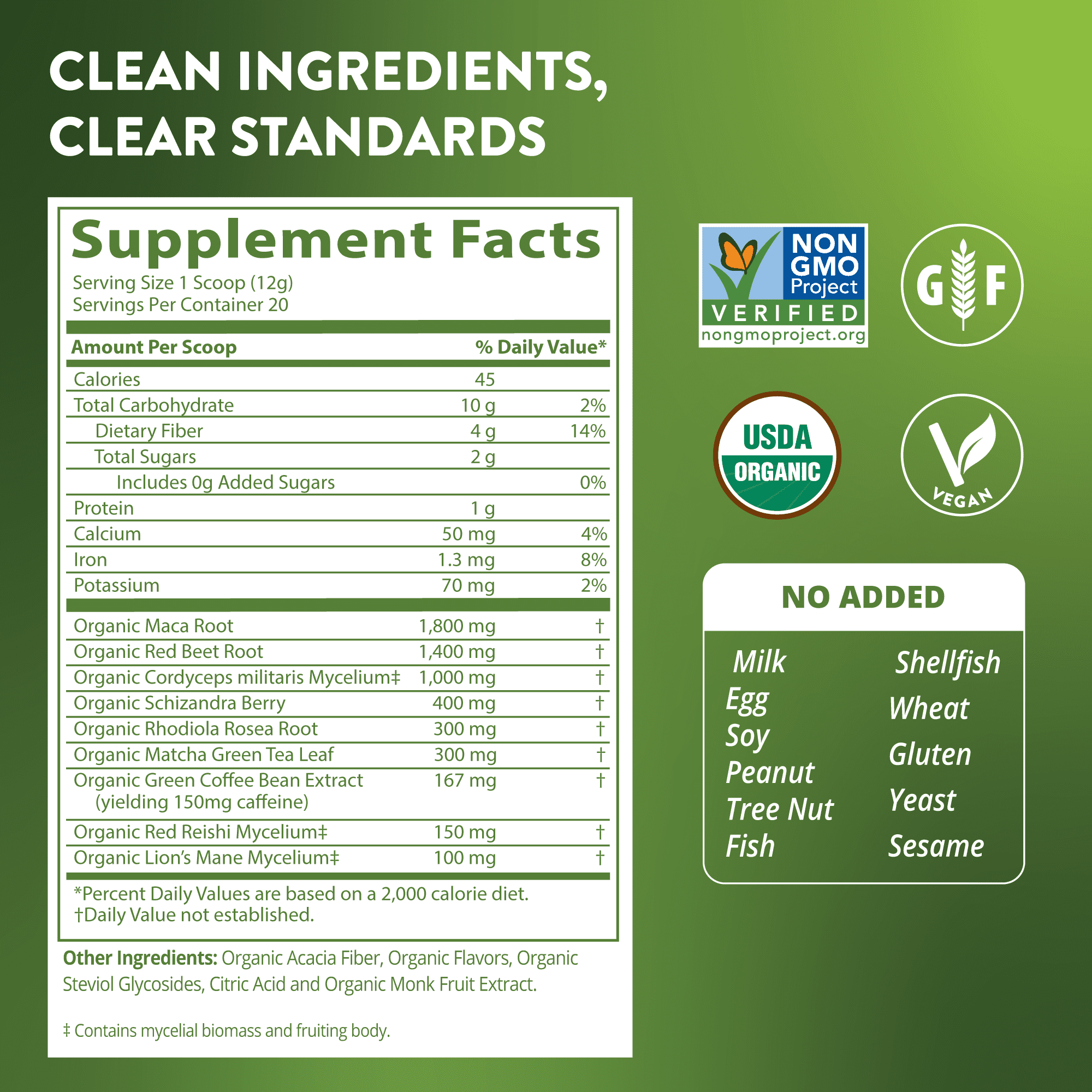 MRM Nutrition Organic Pre-Workout – Black Cherry – 240 g — étiquette 1