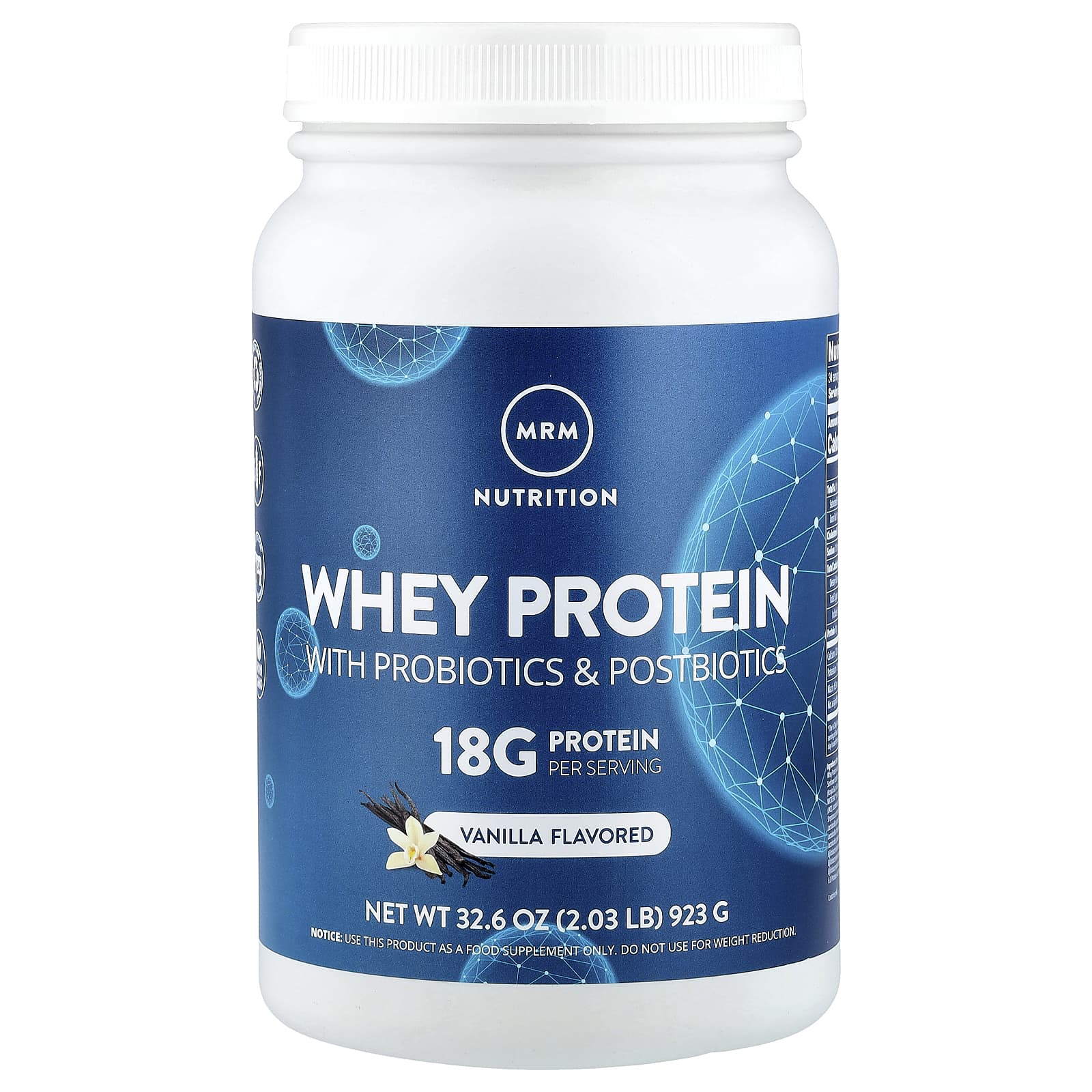 MRM Nutrition Whey Protein with Probiotics & Postbiotics – Vanilla – 923 g — Tunisie