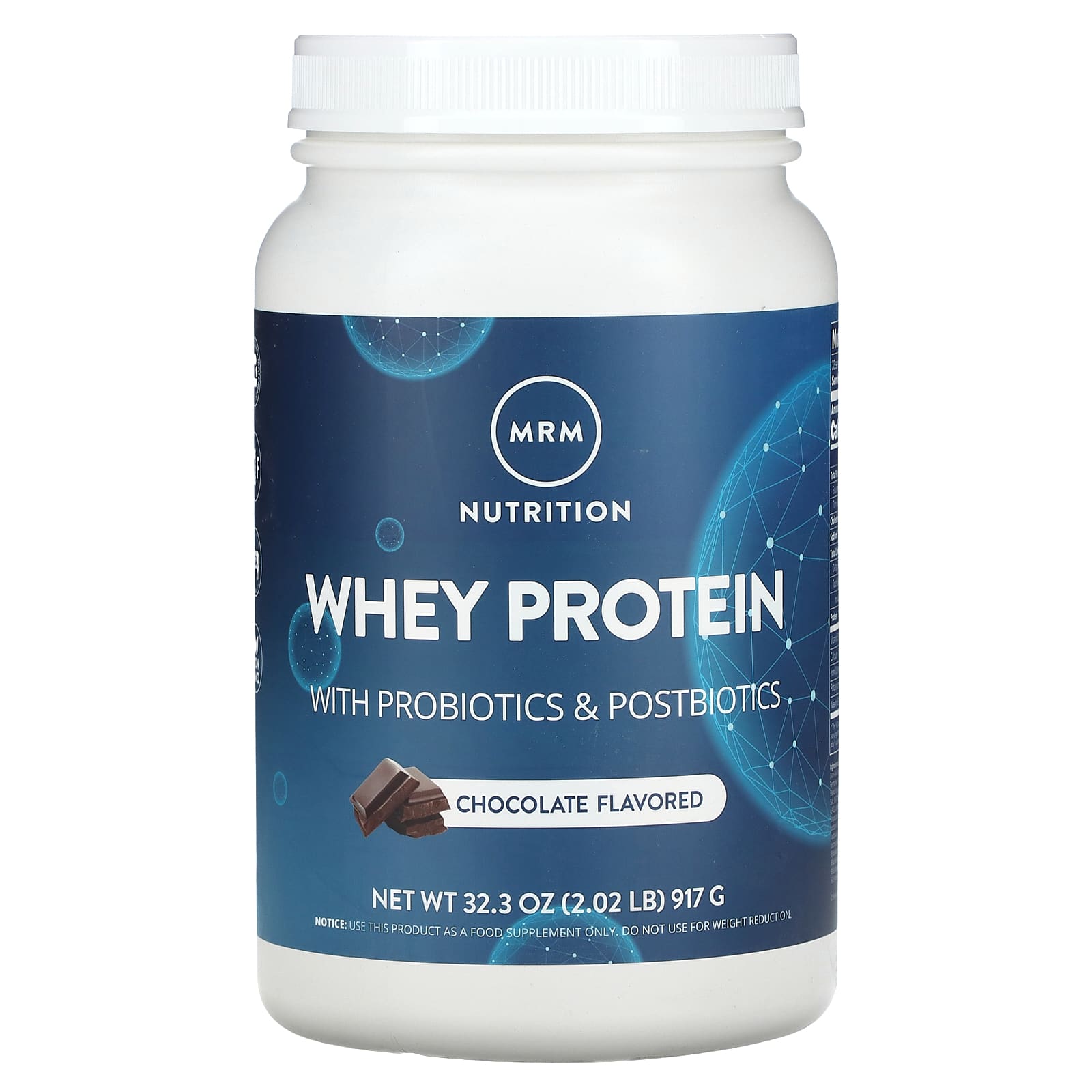 MRM Nutrition Whey Protein, With Probiotics & Postbiotics – Chocolate – 917 g — Tunisie