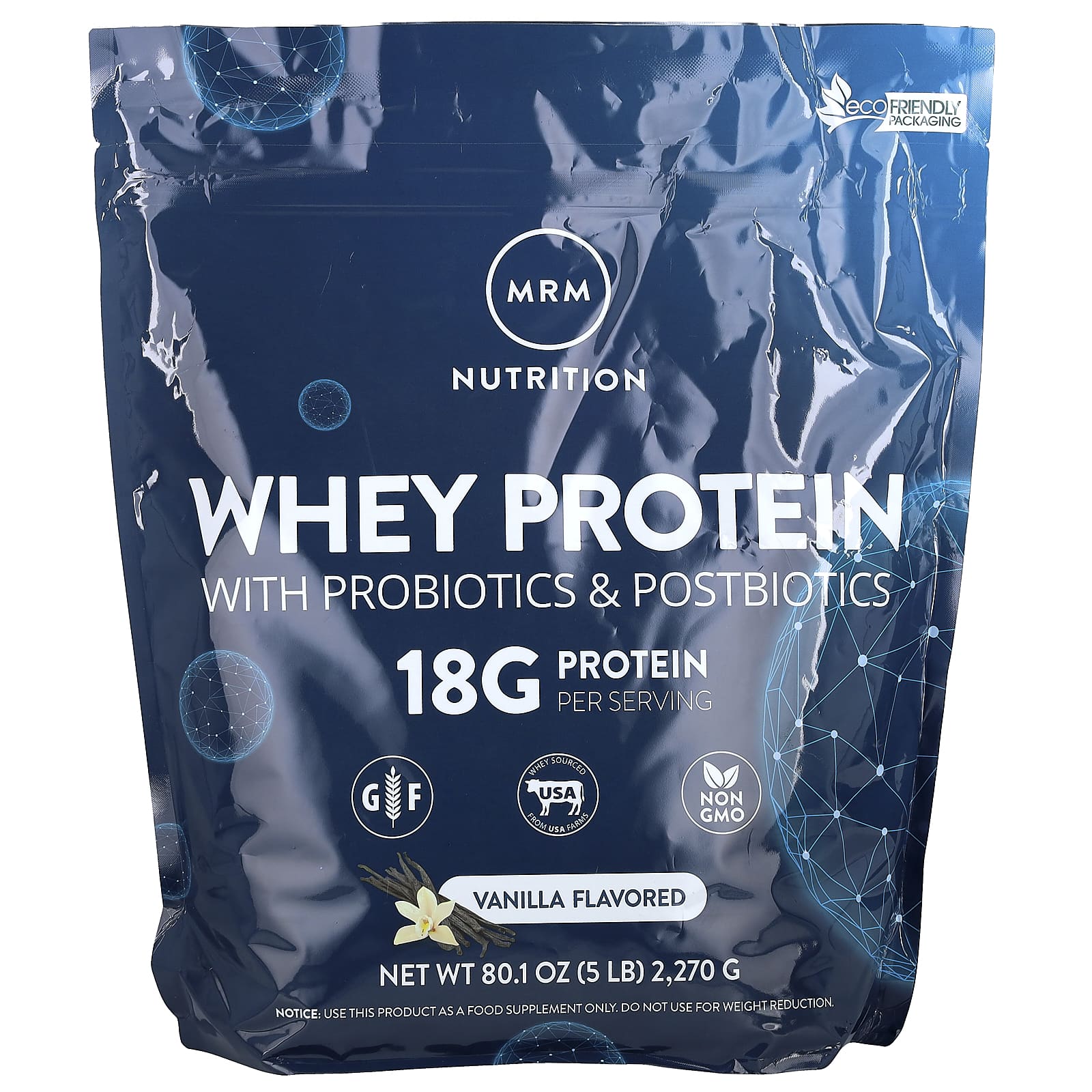 MRM Nutrition Whey Protein with Probiotics & Postbiotics – Vanilla – 2270 g — Tunisie