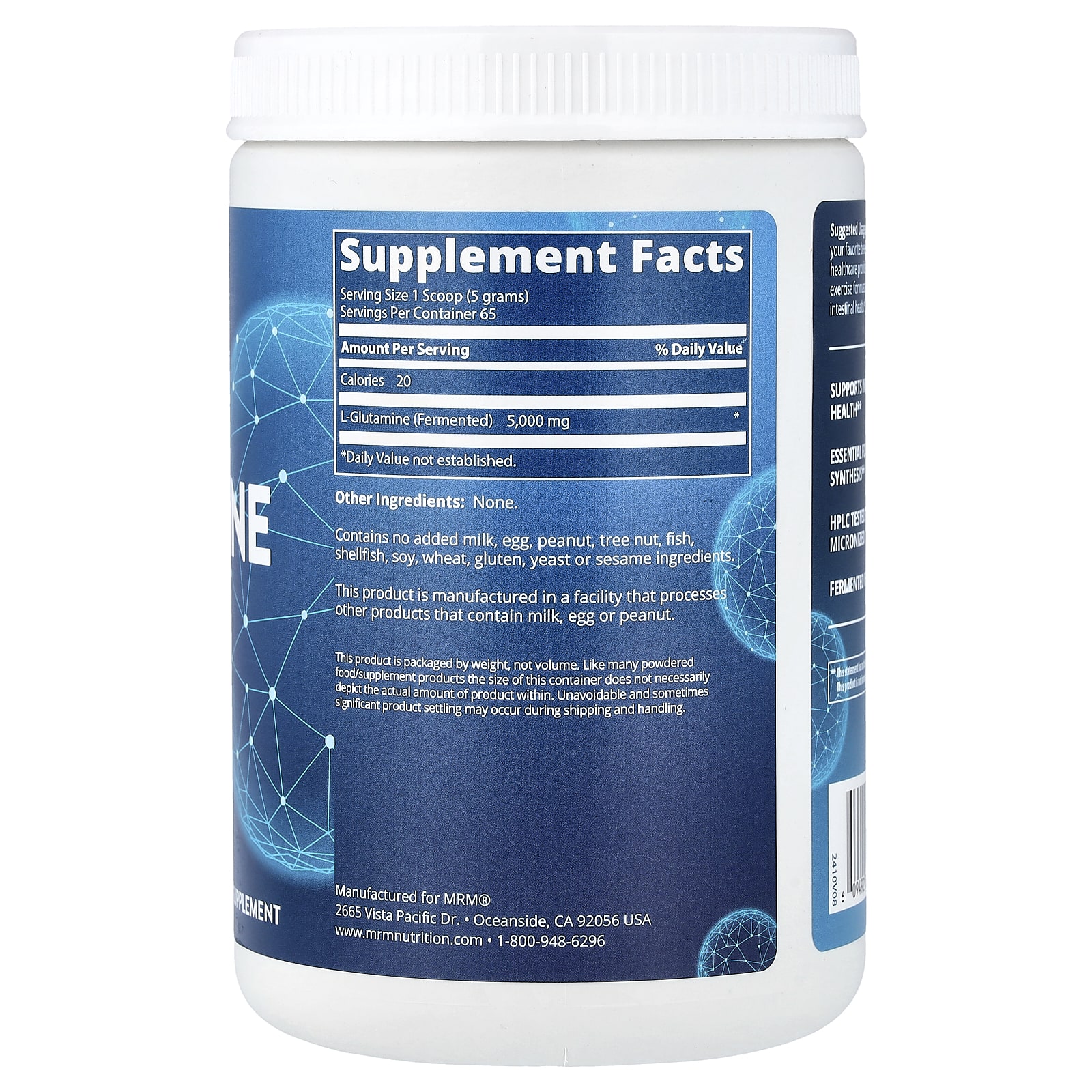 MRM Nutrition L-Glutamine 325 – 325 g — photo 2 sur 2