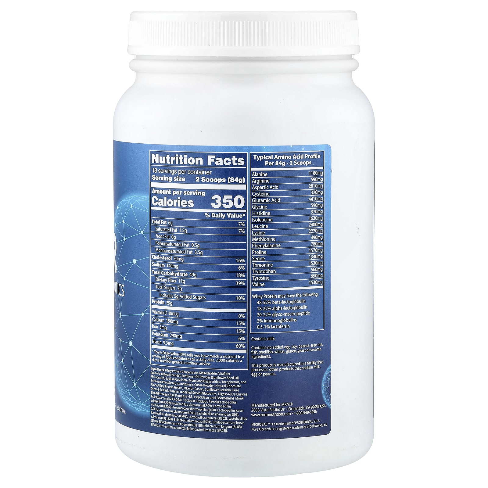 MRM Nutrition Gainer With Probiotics & Postbiotics – Chocolate – 1512 g — photo 2 sur 2