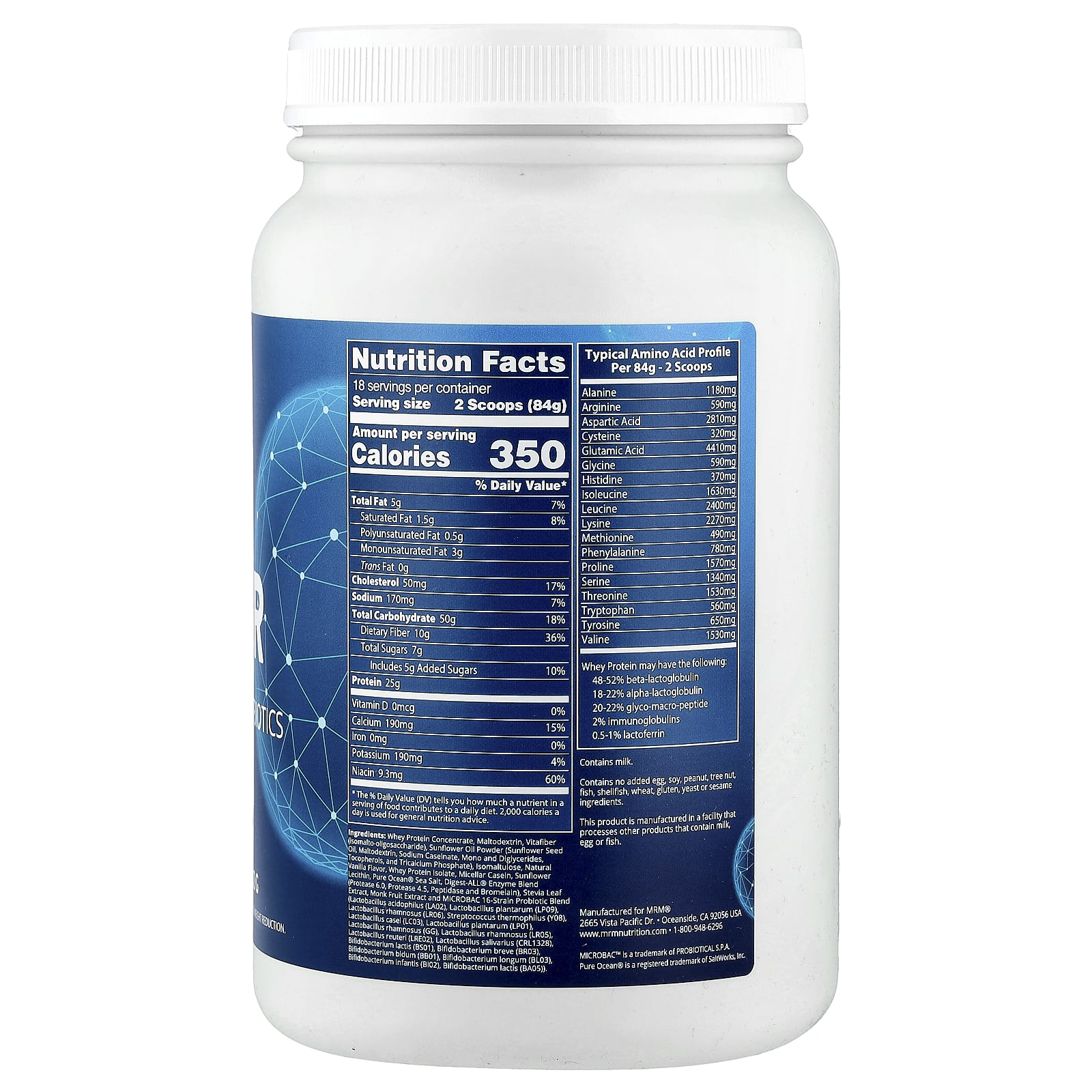 MRM Nutrition Gainer with Probiotics & Postbiotics – Vanilla – 1512 g — photo 2 sur 2