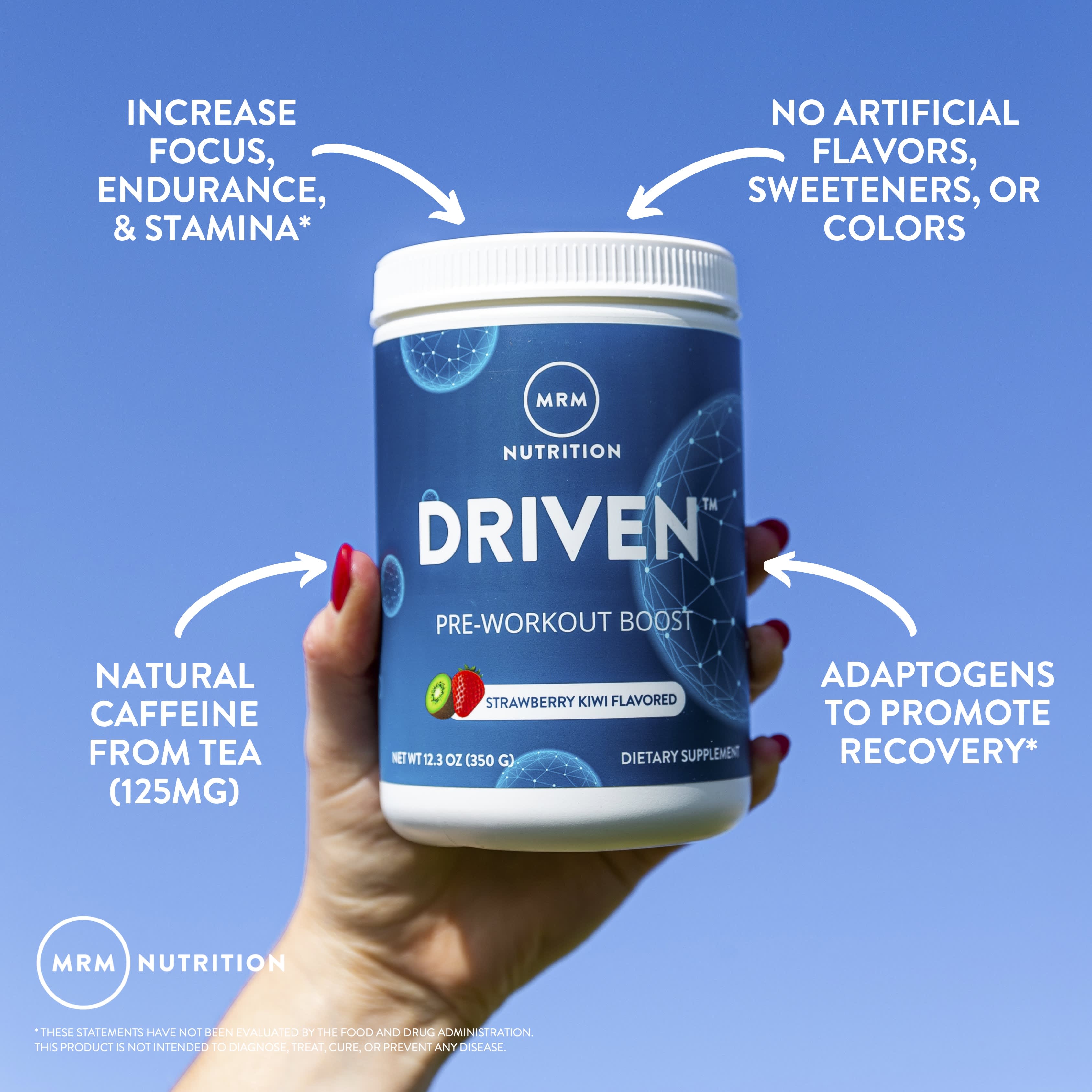 MRM Nutrition DRIVEN, Pre-Workout Boost – Mixed Berries – 350 g — étiquette 5