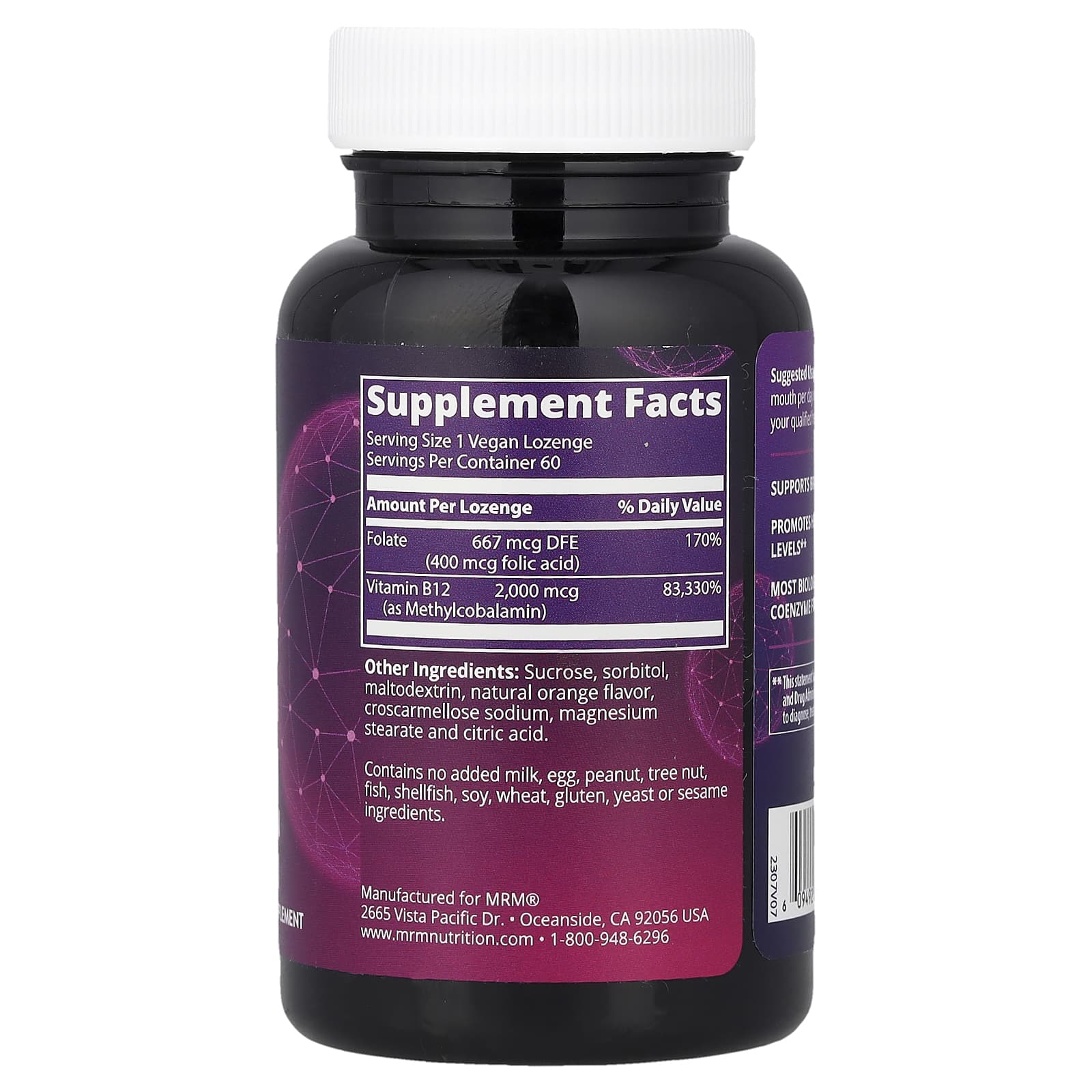 MRM Nutrition Vitamin B-12, 60 Vegan Lozenges — photo 2 sur 2