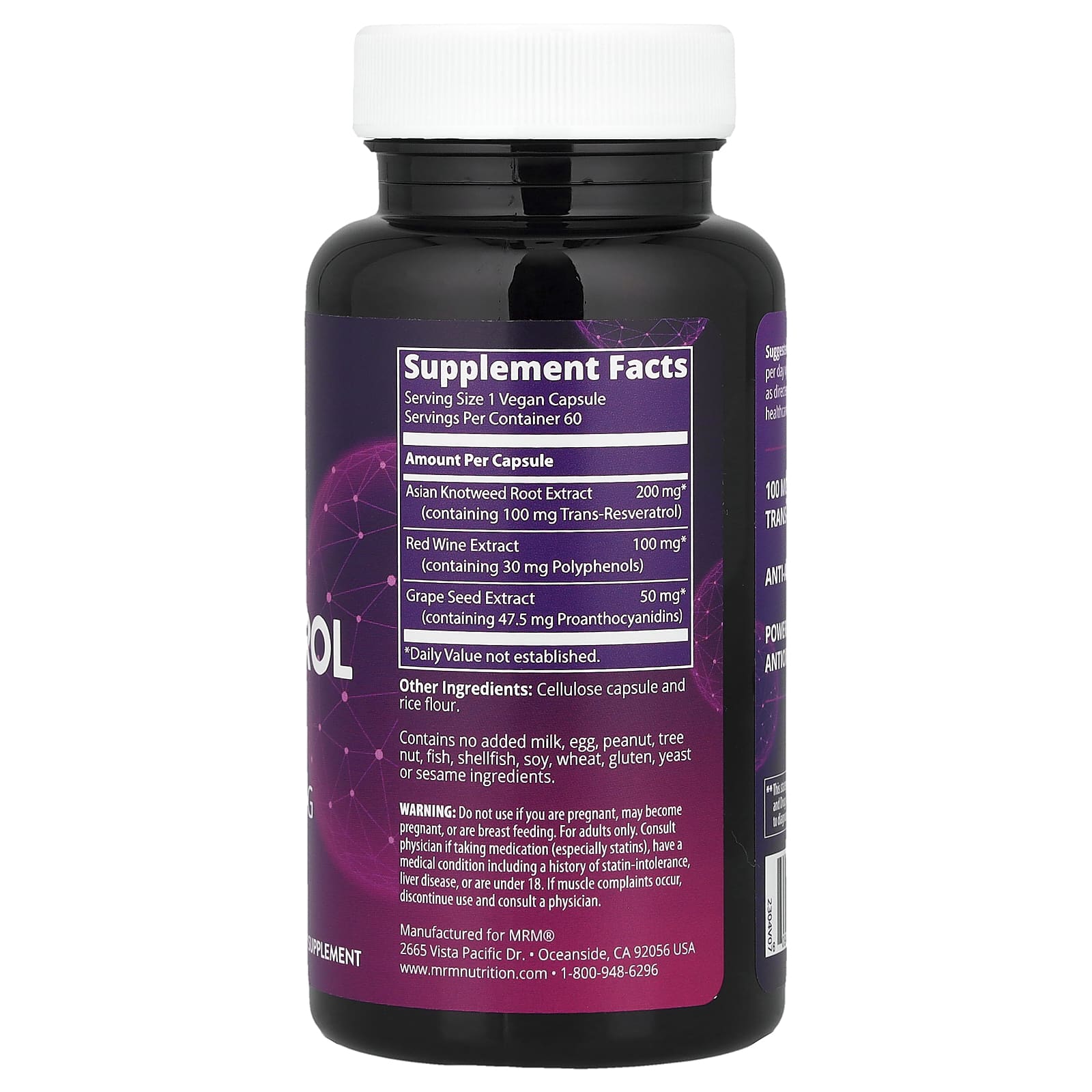 MRM Nutrition Resveratrol – 60 gélules véganes — photo 2 sur 2