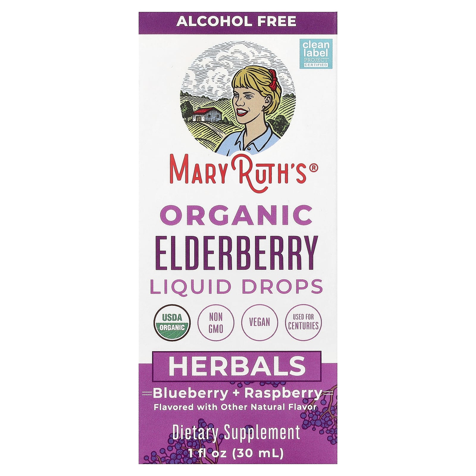 MaryRuth's Organic Elderberry Liquid Drops, Blueberry + Raspberry, Alcohol Free – Organic Elderberry Liquid Drops – 30 ml — Tunisie