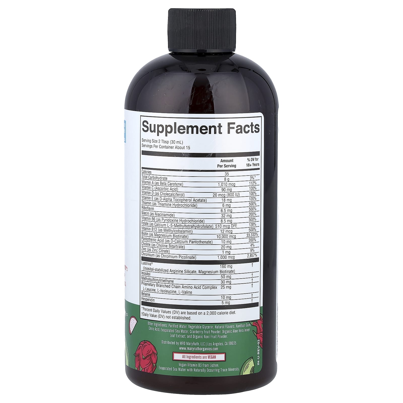 MaryRuth's Liquid Morning Multivitamin + Hair Growth – Dragon Fruit Melon – 450 ml — photo 2 sur 2