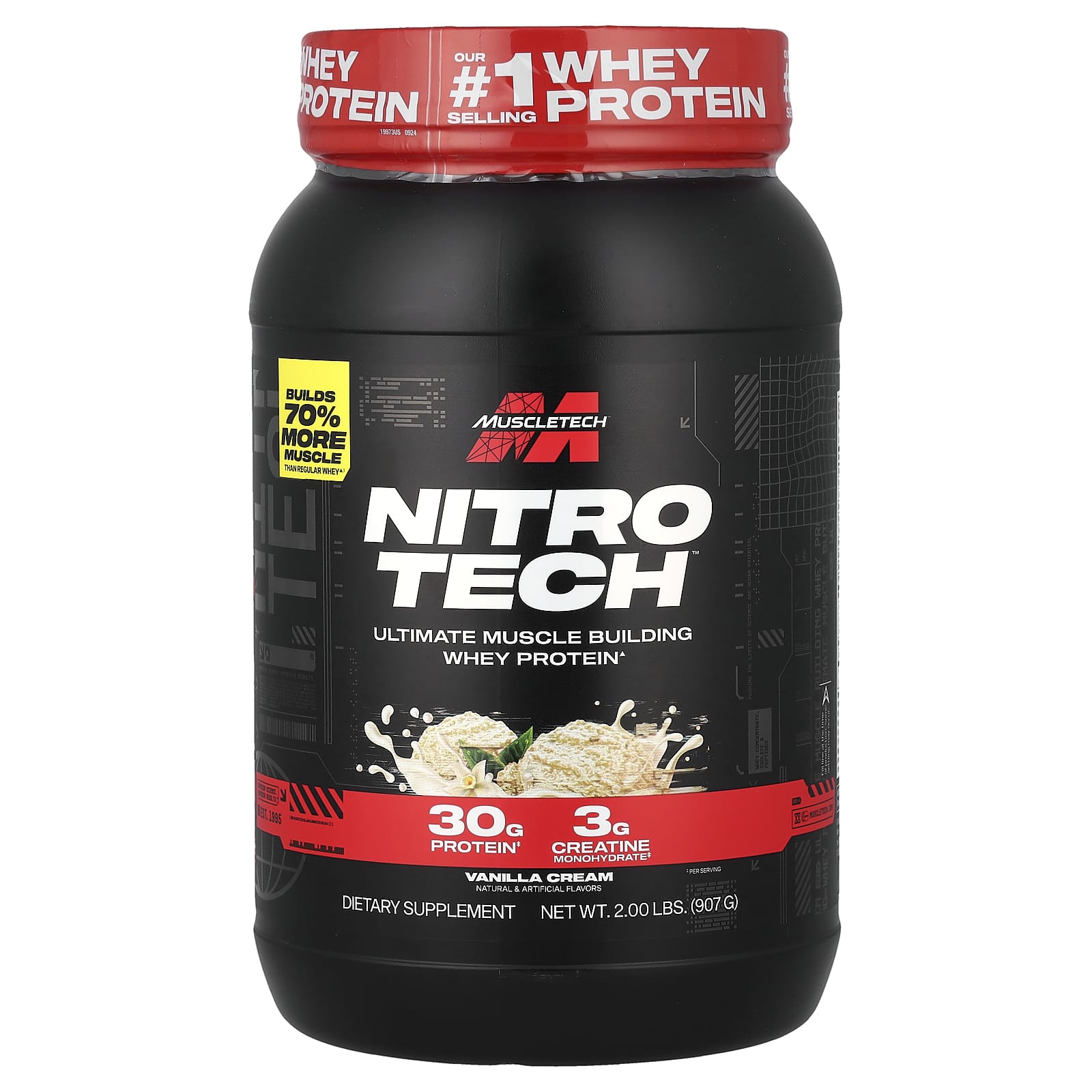 MuscleTech Nitro-Tech Ultimate Muscle Building Whey Protein – Vanilla Cream – 907 g — Tunisie