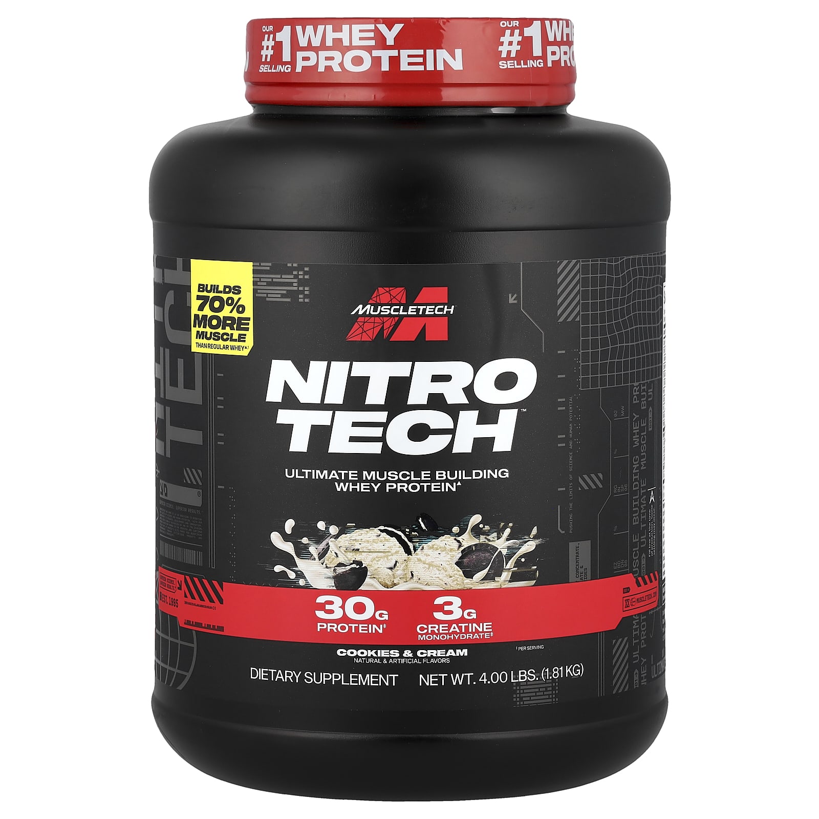 MuscleTech Nitro-Tech Whey Protein – Cookies & Cream – 1,81 kg — Tunisie